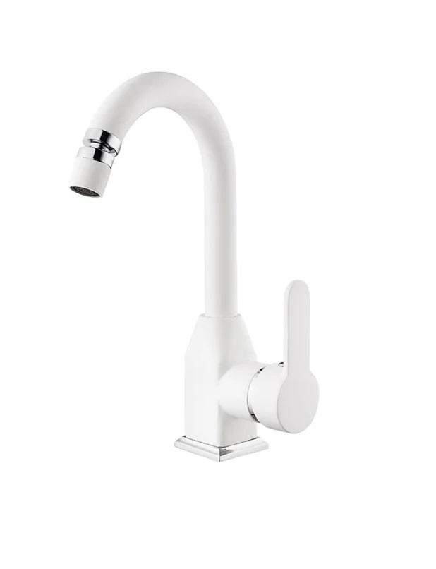 KARE Stil Mix Lavabo (Kısa Borulu Oynar Perlatörlü) Beyaz-Krom