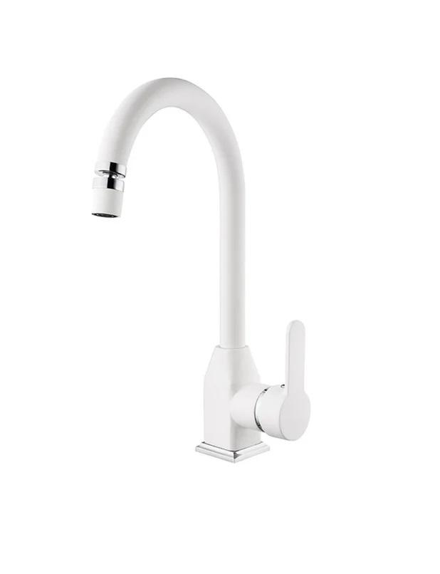 KARE Stil Mix Eviye (Uzun Borulu Oynar Perlatörlü) Beyaz-Krom