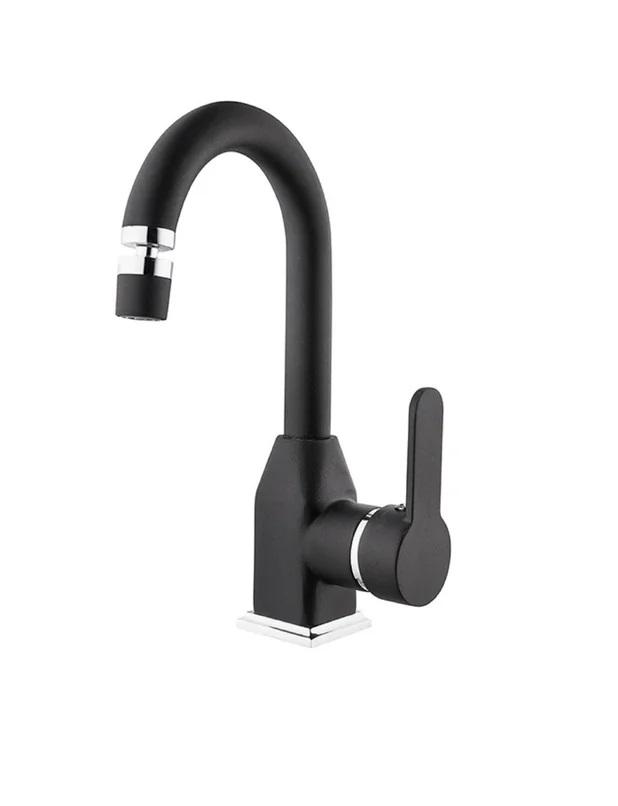 KARE Stil Mix Lavabo (Kısa Borulu Oynar Perlatörlü) Siyah-Krom