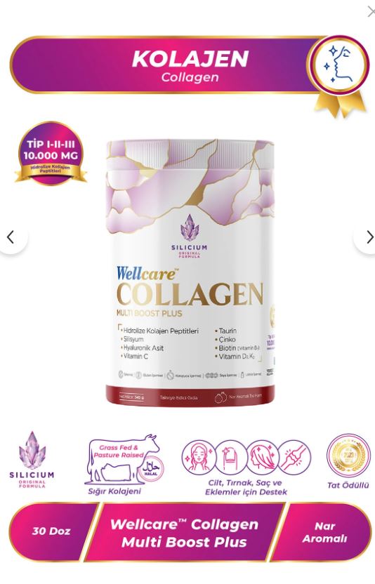 Wellcare Collagen Multi Boost Plus Tip I-II-III  Nar Aromalı / 10.000 mg Toz Form