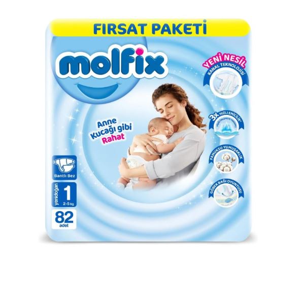 Molfix Fırsat Paketi Yenidoğan 1 Beden Bebek Bezi (1 x 82 Adet), Beyaz