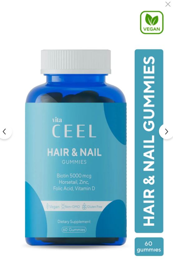 Vita Ceel Saç ve Tırnak Vitamini Çiğnenebilir Vegan Gummy Vitamin D, Biotin, Çinko, Folik Asit, At Kuyruğu