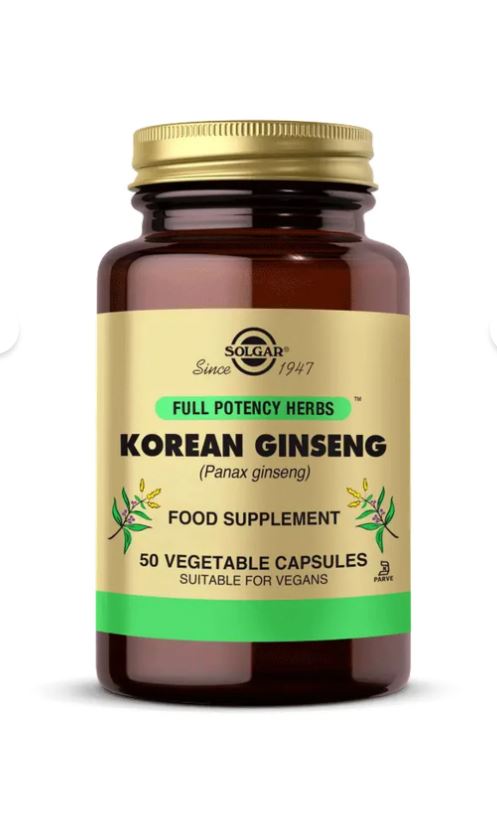 Solgar Korean Ginseng 50 Kapsül (KIRMIZI GİNSENG) Korean Gıngseng