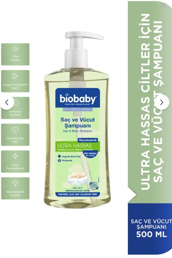 Biobaby Saç ve Vücut Şampuanı 500 ml