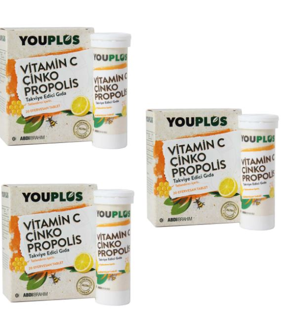 Youplus Vitamin C Çinko Propolis 20 Efervesan Tablet 3 ADET