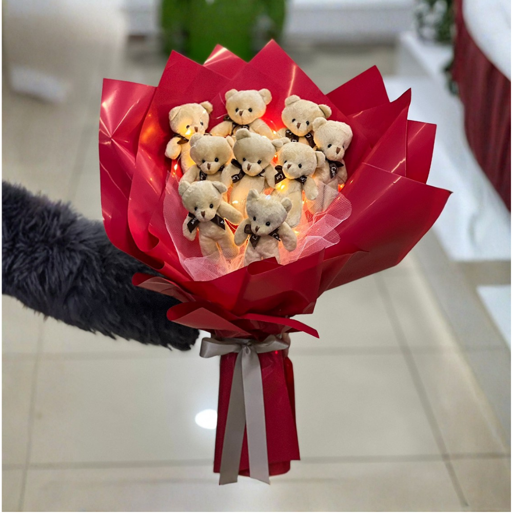 Işıklı Mini Ayıcık Buketi