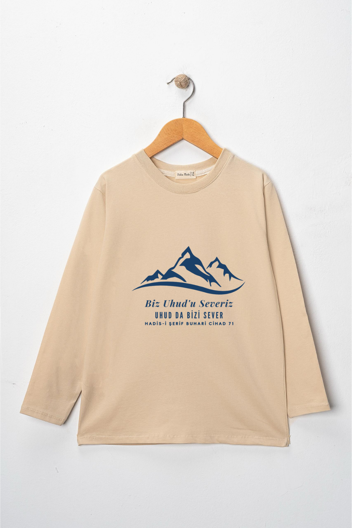 Kız Çocuk Uzun Kollu Bisiklet Yaka "Uhud" Baskılı Tişört Mevsimlik Pamuklu