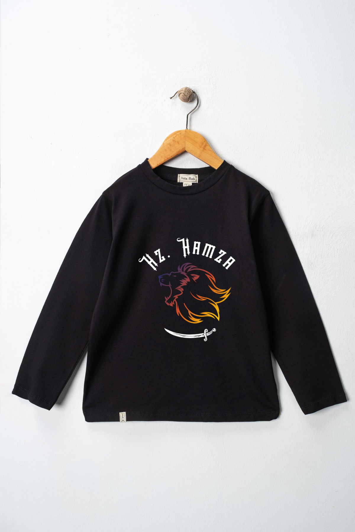 Yetişkin Uzun Kollu Bisiklet Yaka "Hz Hamza"  Baskılı Tişört Mevsimlik Pamuklu