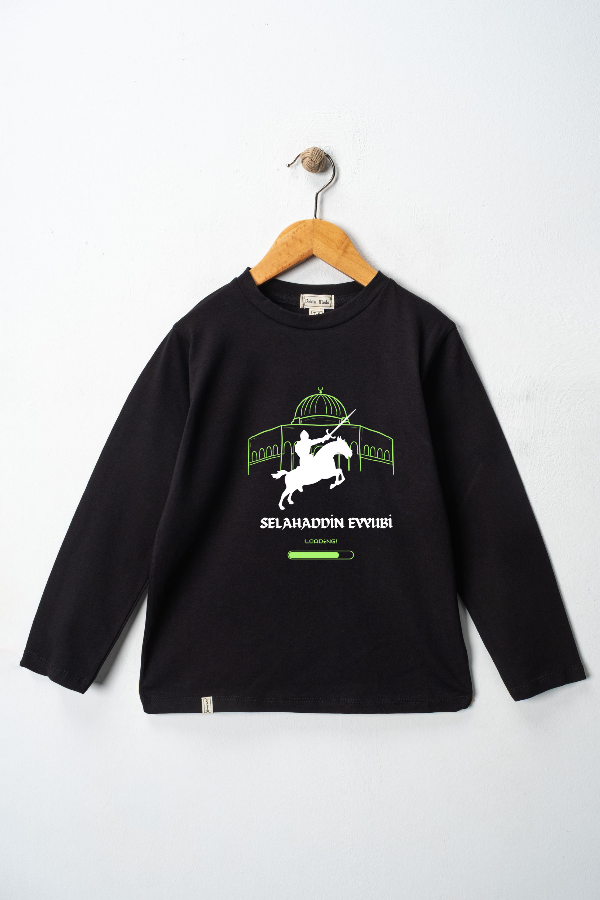 Yetişkin Uzun Kollu Bisiklet Yaka "Selahaddin Eyyübi"  Baskılı Tişört Mevsimlik Pamuklu