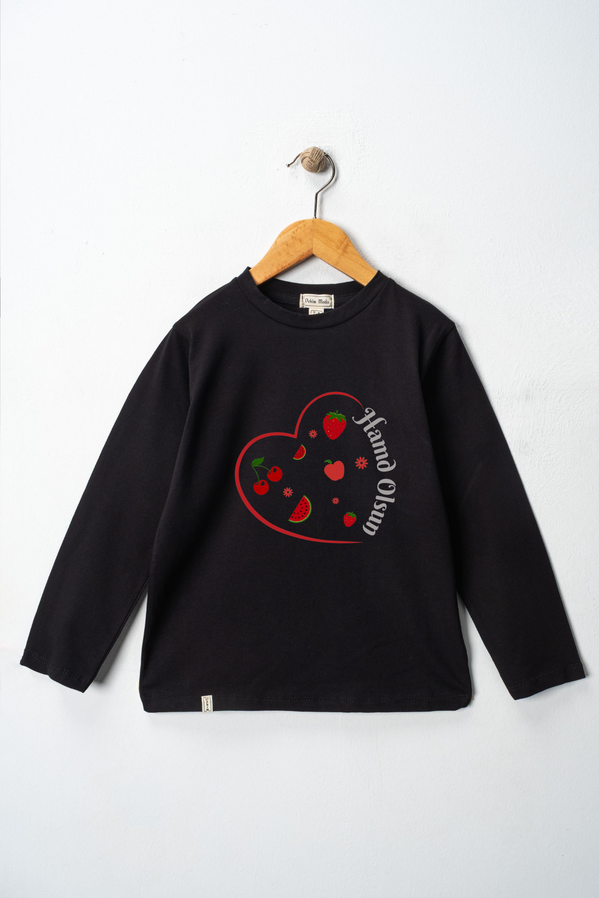 Yetişkin Uzun Kollu Bisiklet Yaka "Hamd Olsun"  Baskılı Tişört Mevsimlik Pamuklu