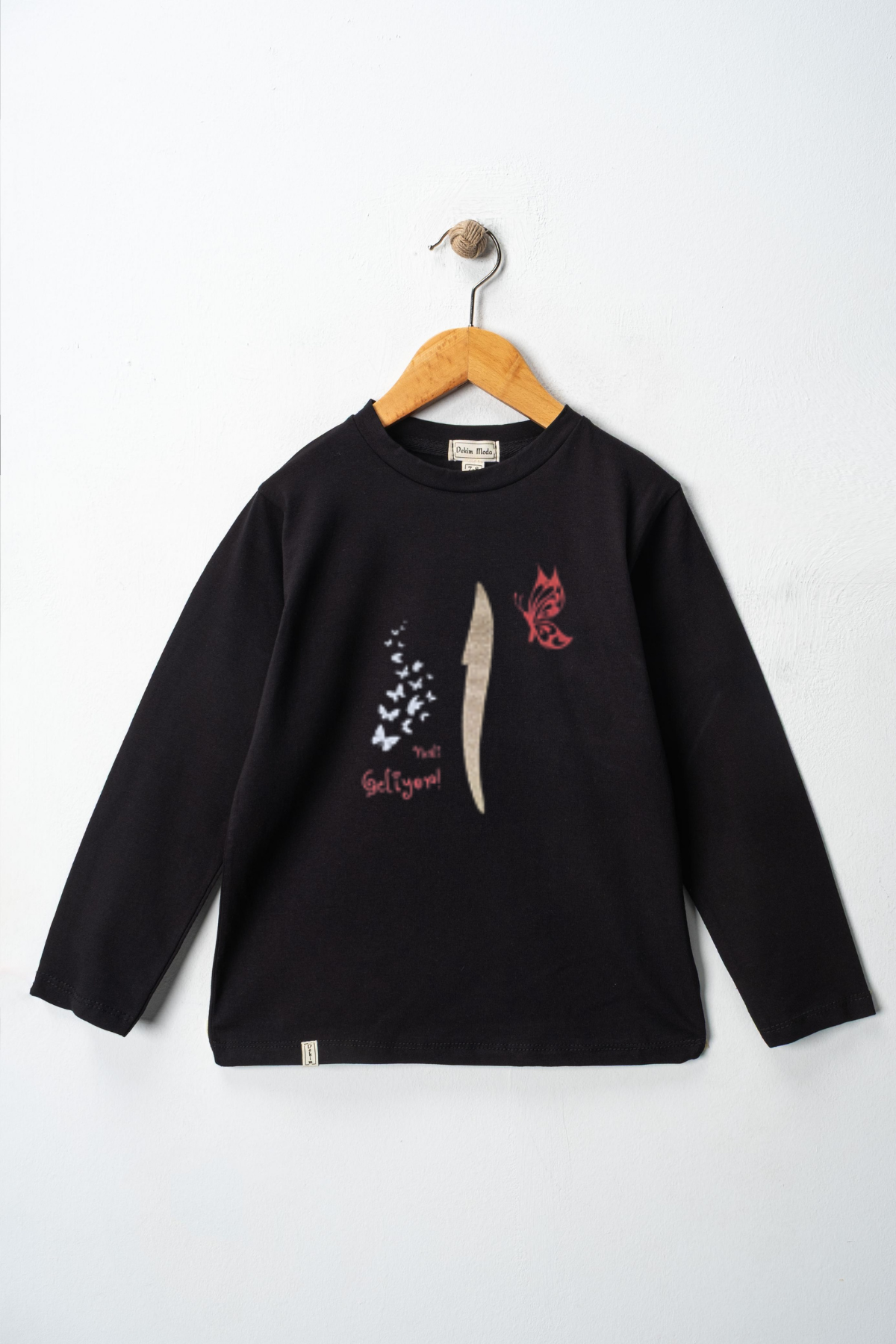 Yetişkin Uzun Kollu Bisiklet Yaka "Elif Nesli Geliyor"  Baskılı Tişört Mevsimlik Pamuklu