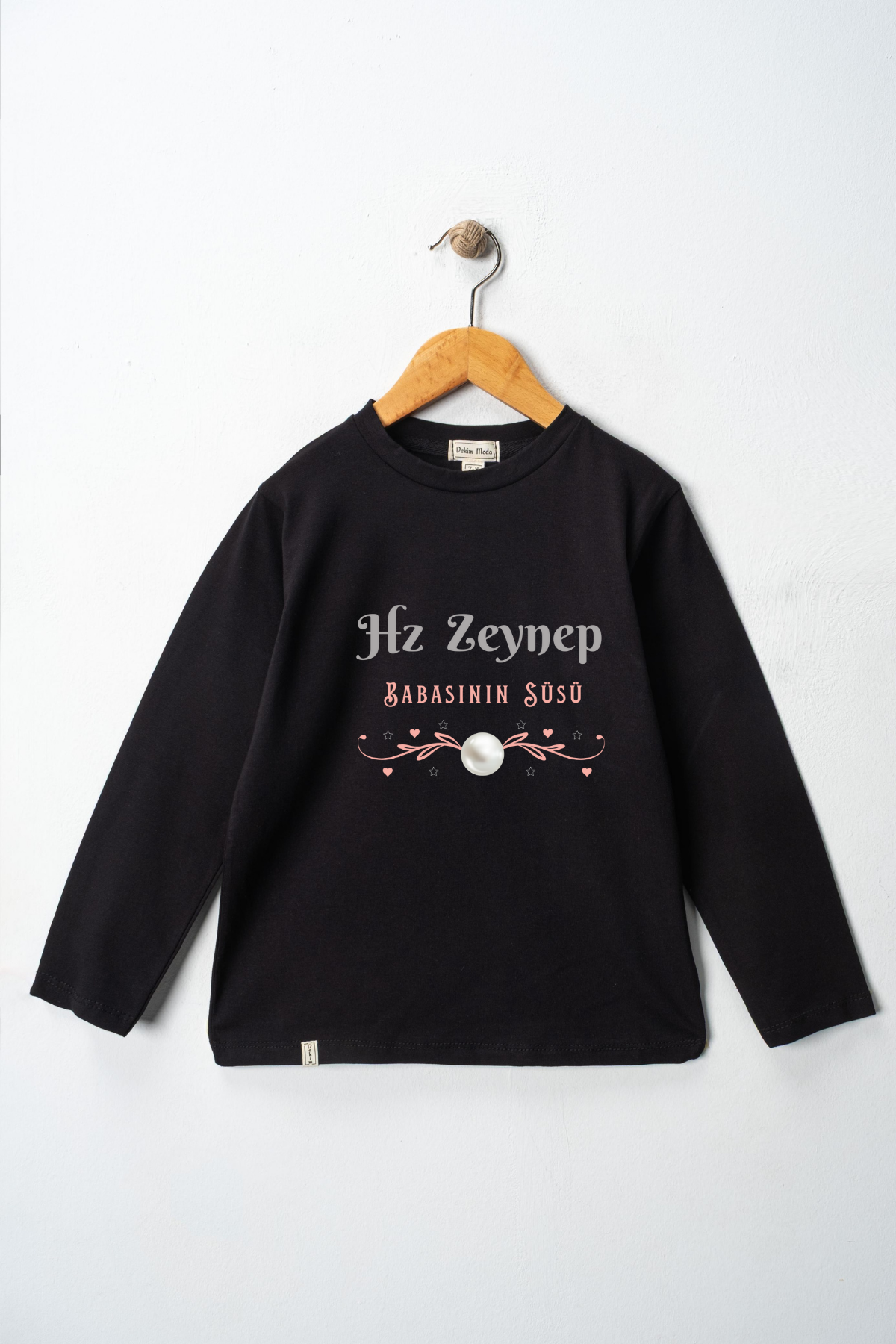 Yetişkin Uzun Kollu Bisiklet Yaka "Hz Zeynep"  Baskılı Tişört Mevsimlik Pamuklu