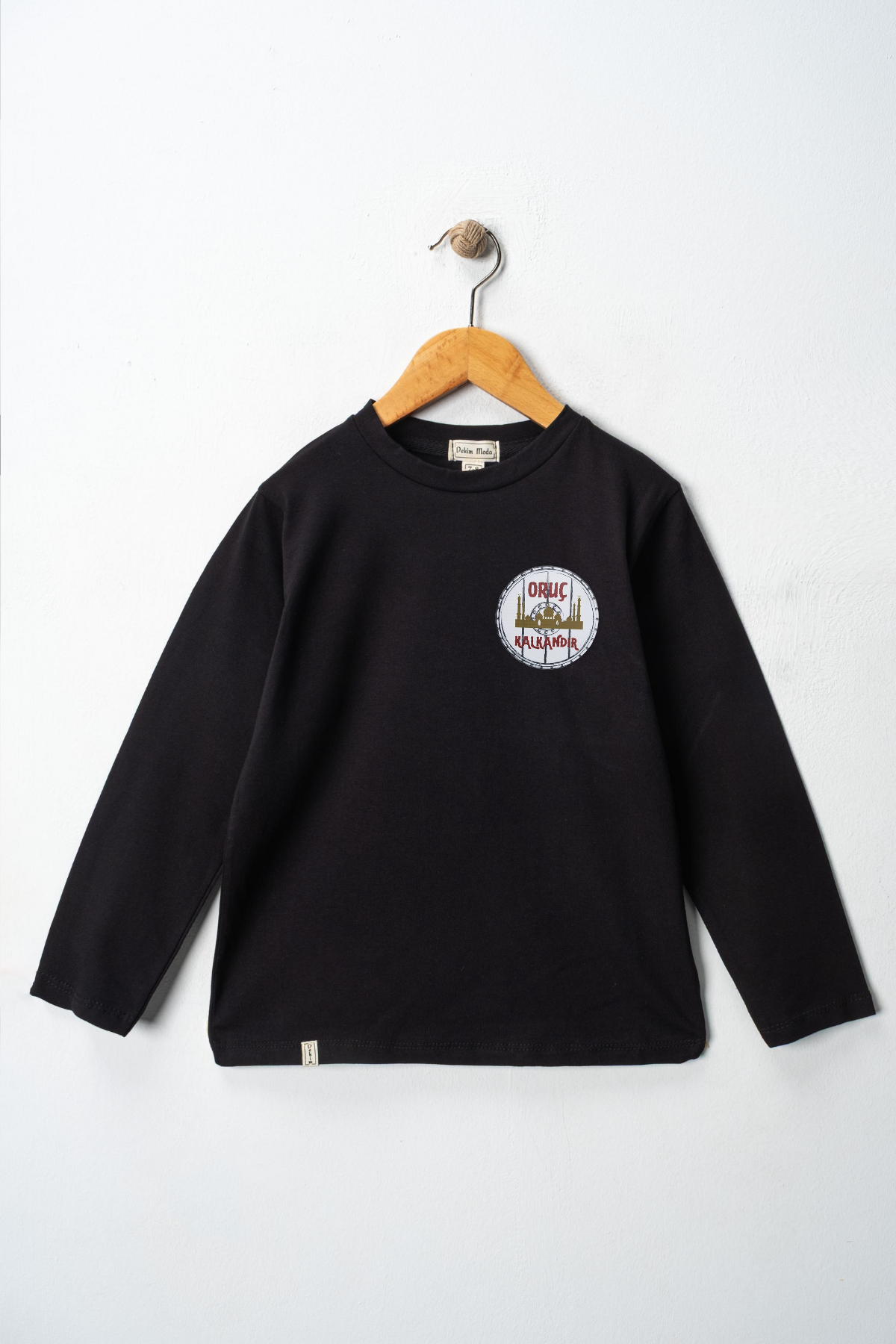 Yetişkin Uzun Kollu Bisiklet Yaka "Oruç Kalkandır"  Baskılı Tişört Mevsimlik Pamuklu