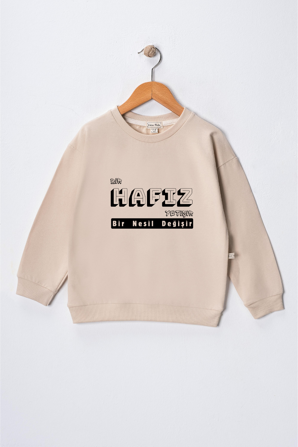 Çocuk "Bir Hafız Yetişir Bir Nesil Değişir" Baskılı Pamuklu Sweat