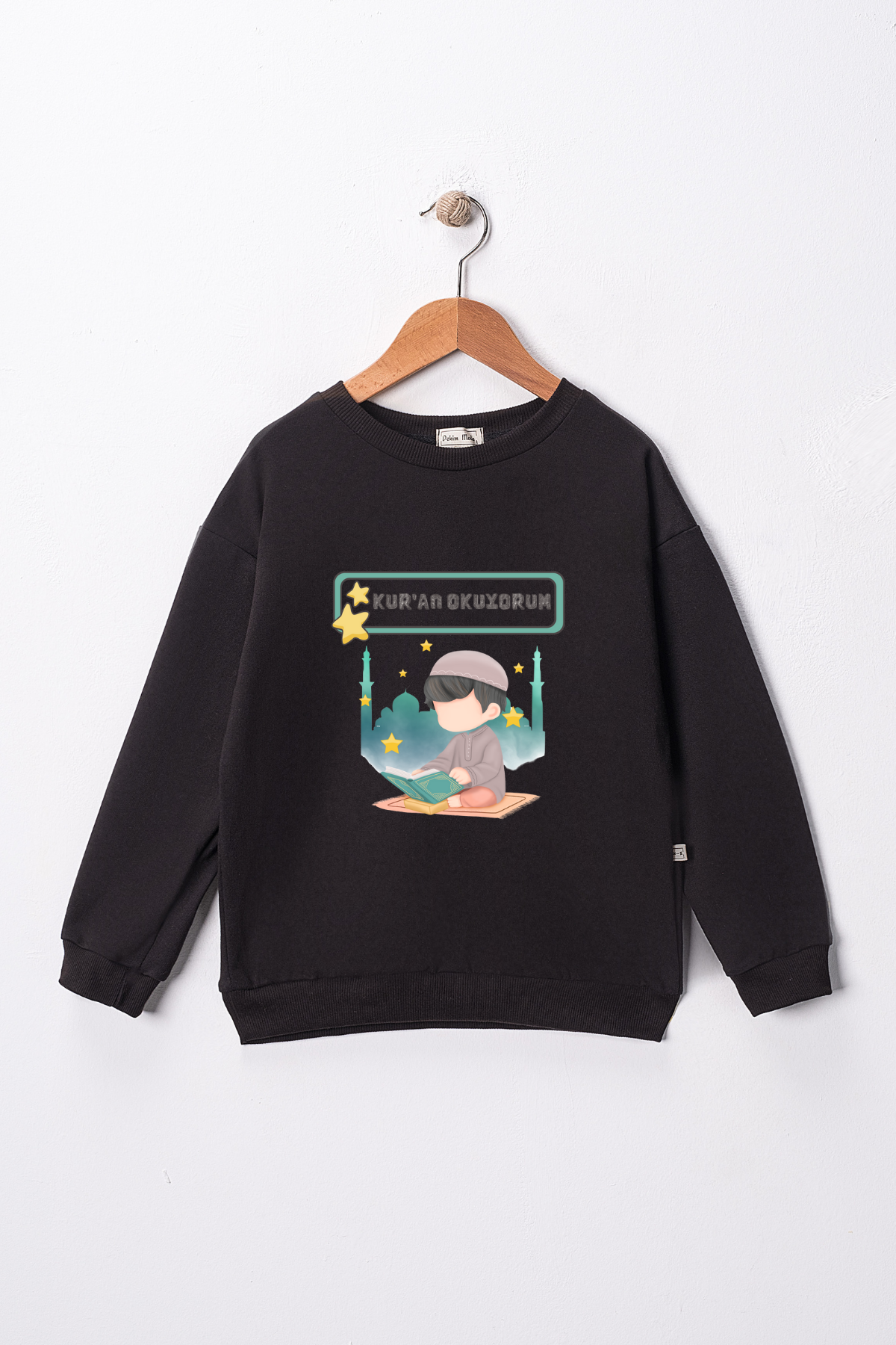 Erkek Çocuk "Kuran Okuyorum"  Baskılı Pamuklu Sweat