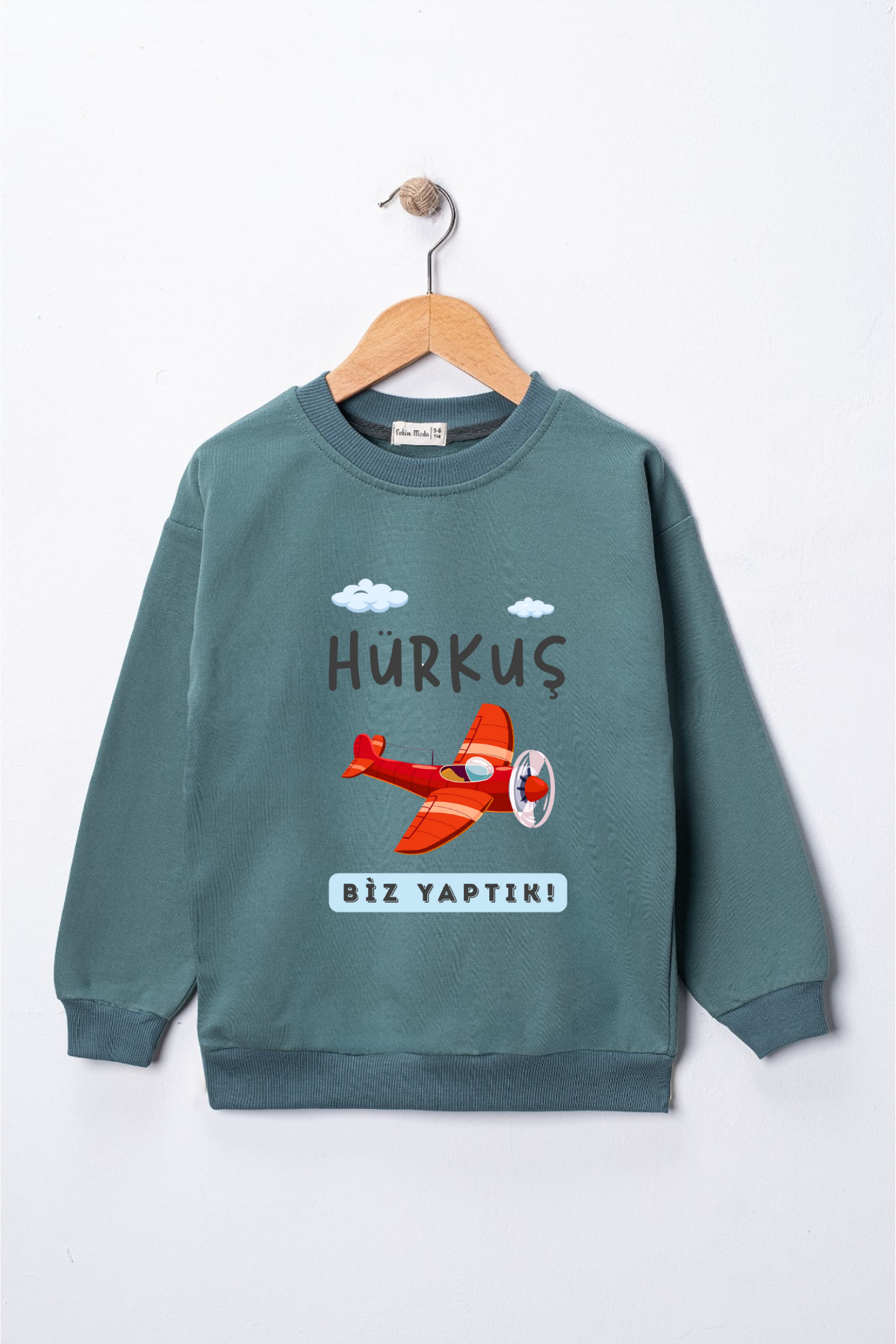 Çocuk "Hürkuş"  Baskılı Pamuklu Sweat