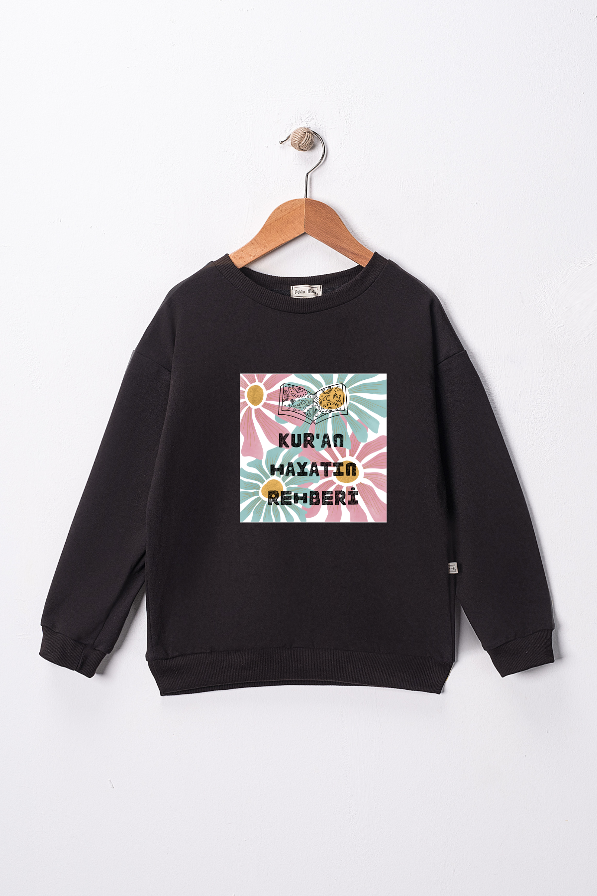 Kız Çocuk "Kuran Hayatın Rehberi" Baskılı Pamuklu Sweat