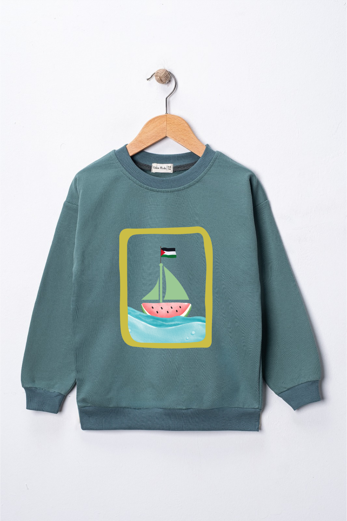 Çocuk "Sumud, Özgür Filistin" Baskılı Pamuklu Sweat