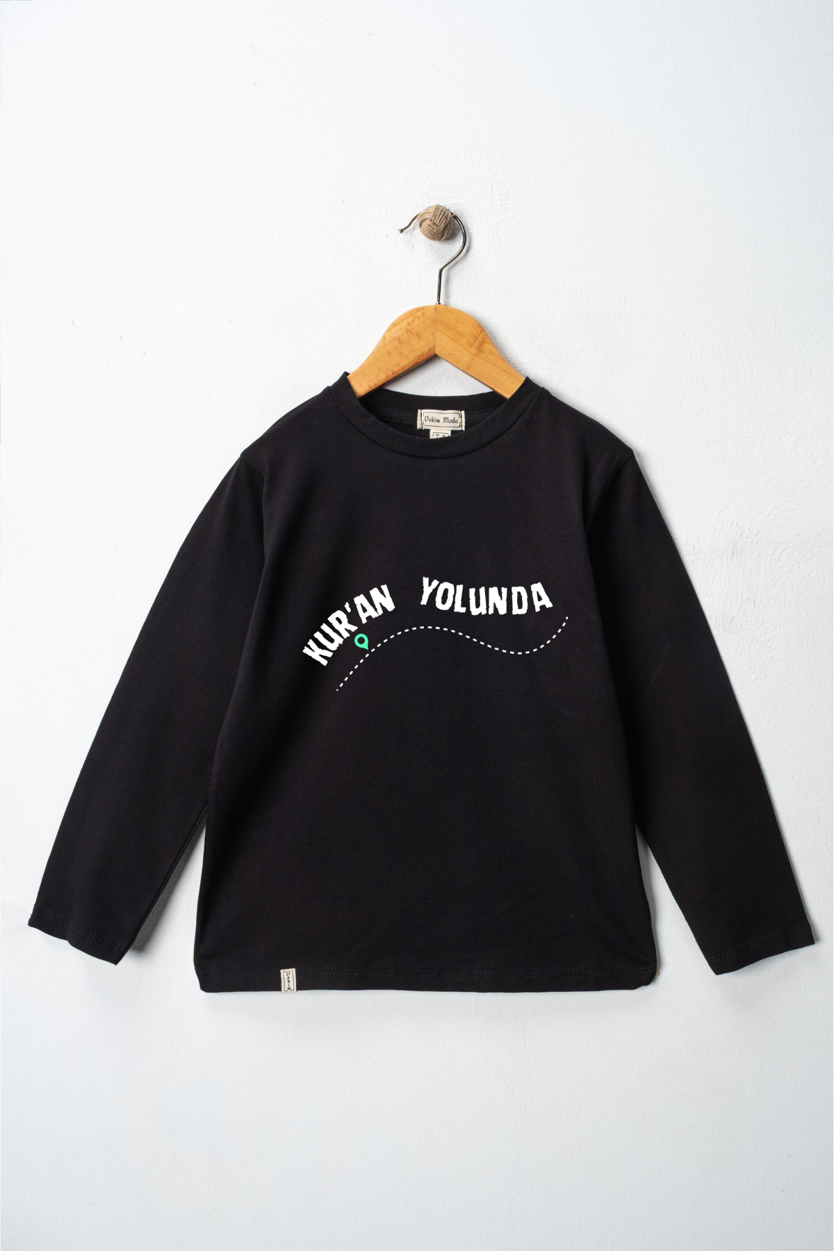 Yetişkin Uzun Kollu Bisiklet Yaka "Kuran Yolu"  Baskılı Tişört Mevsimlik Pamuklu