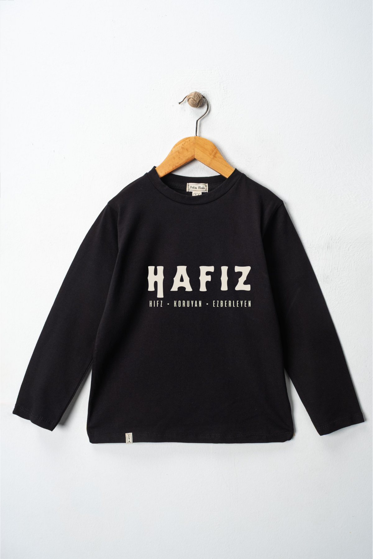 Yetişkin Uzun Kollu Bisiklet Yaka "Hafız"  Baskılı Tişört Mevsimlik Pamuklu