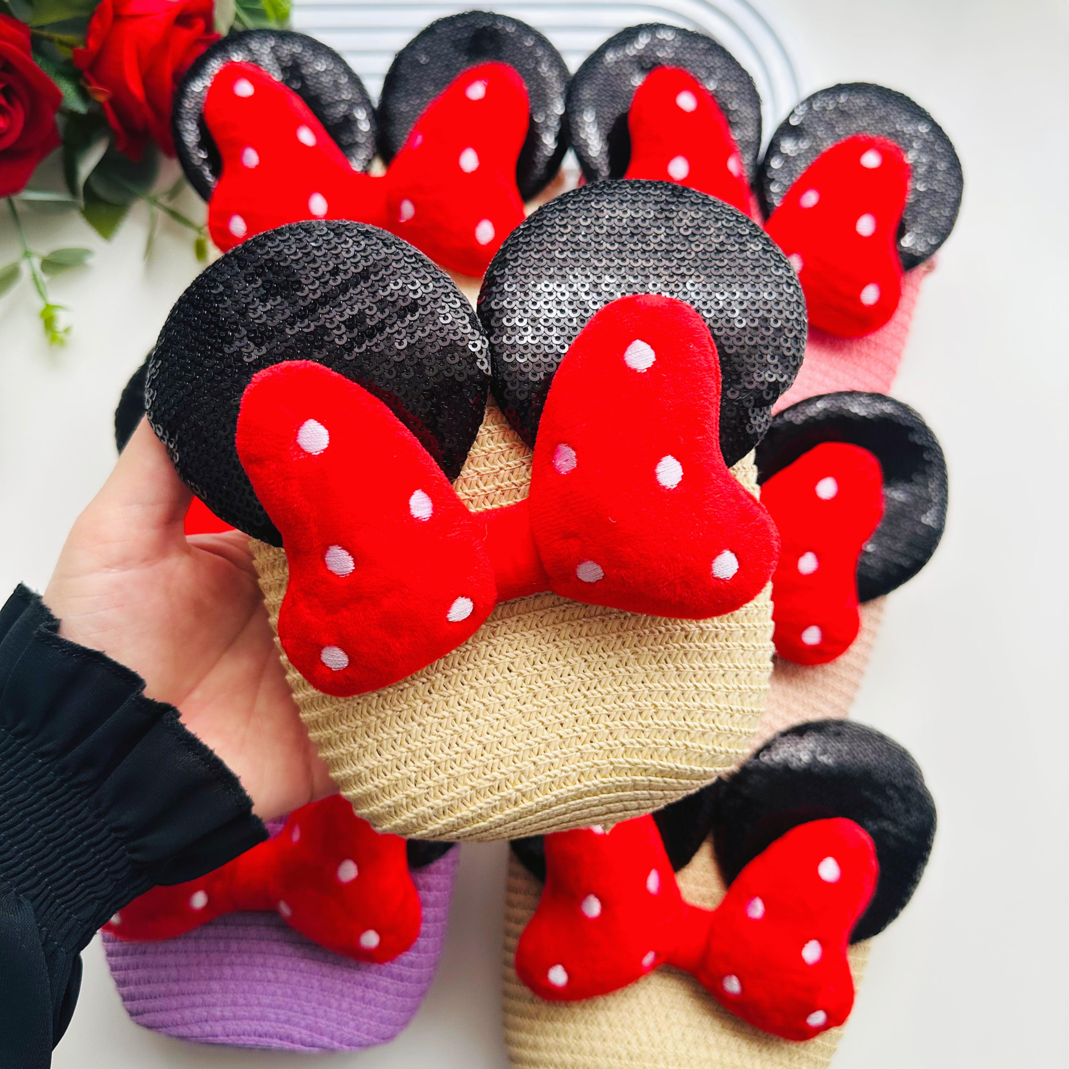 Minnie Pullu Hasır Çanta