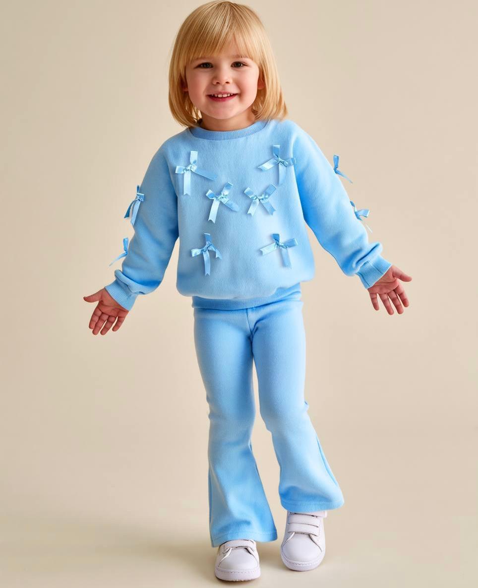BLUE RIBBONY 3 Boyutlu Sweatshirt ve İspanyol Paça Tayt Takım