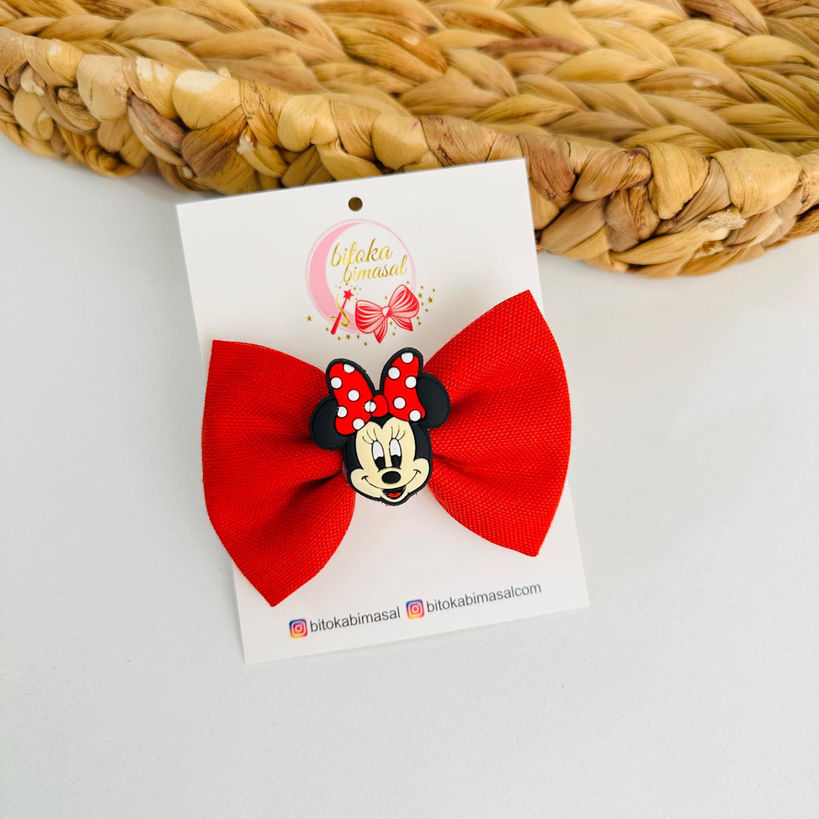 Minnie Mouse Kumaş Fiyonk Pens Toka