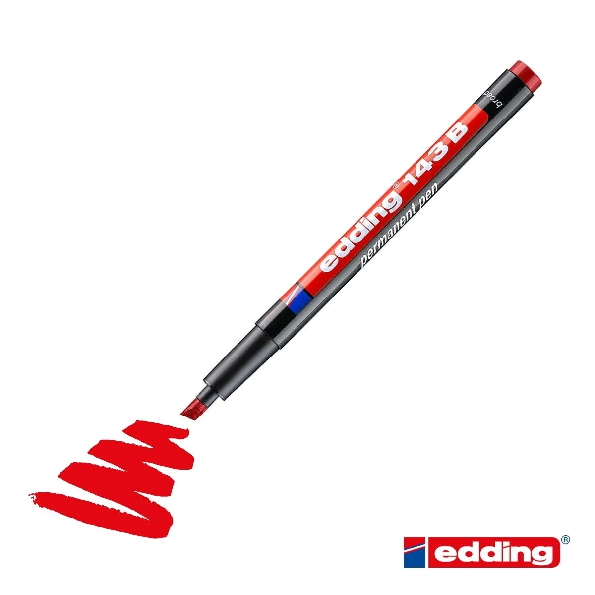 Edding 143B Kesik Uçlu Permanent Kalem KIRMIZI