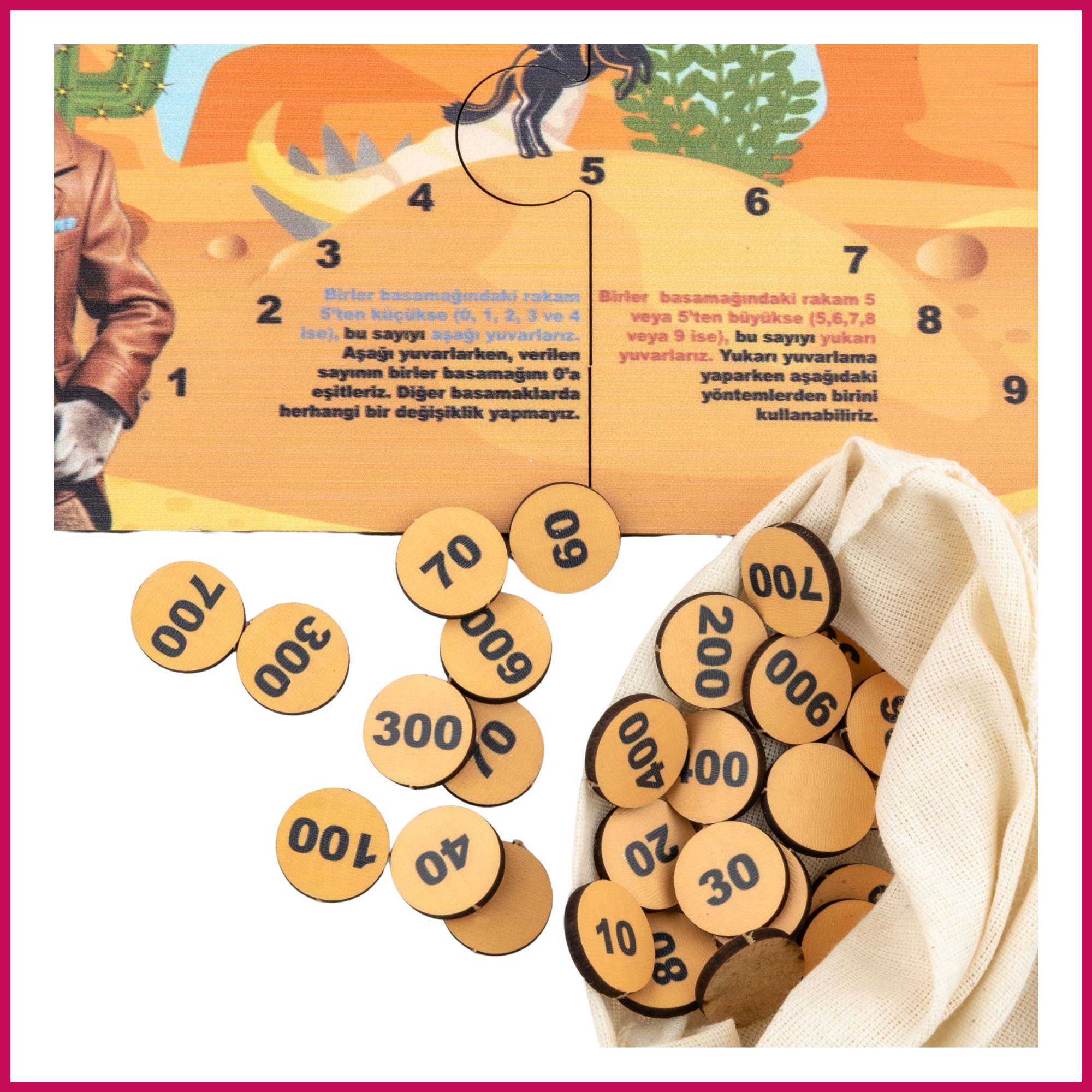Kanguru Matematik Yuvarla Kovboy | | 10’a ve 100’e Yuvarlama Öğreten Eğitici Oyun | 7-10 Yaş | 2-4 Oyuncu | İlkokul Müfredatına Uyumlu