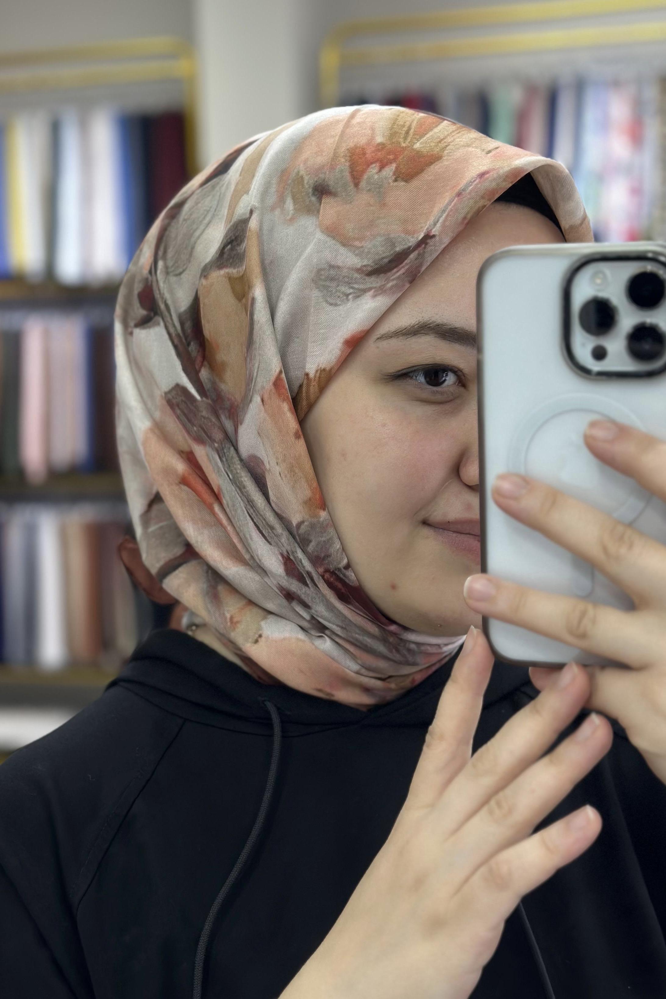 Kiremit Boya Desen Soft Eşarp