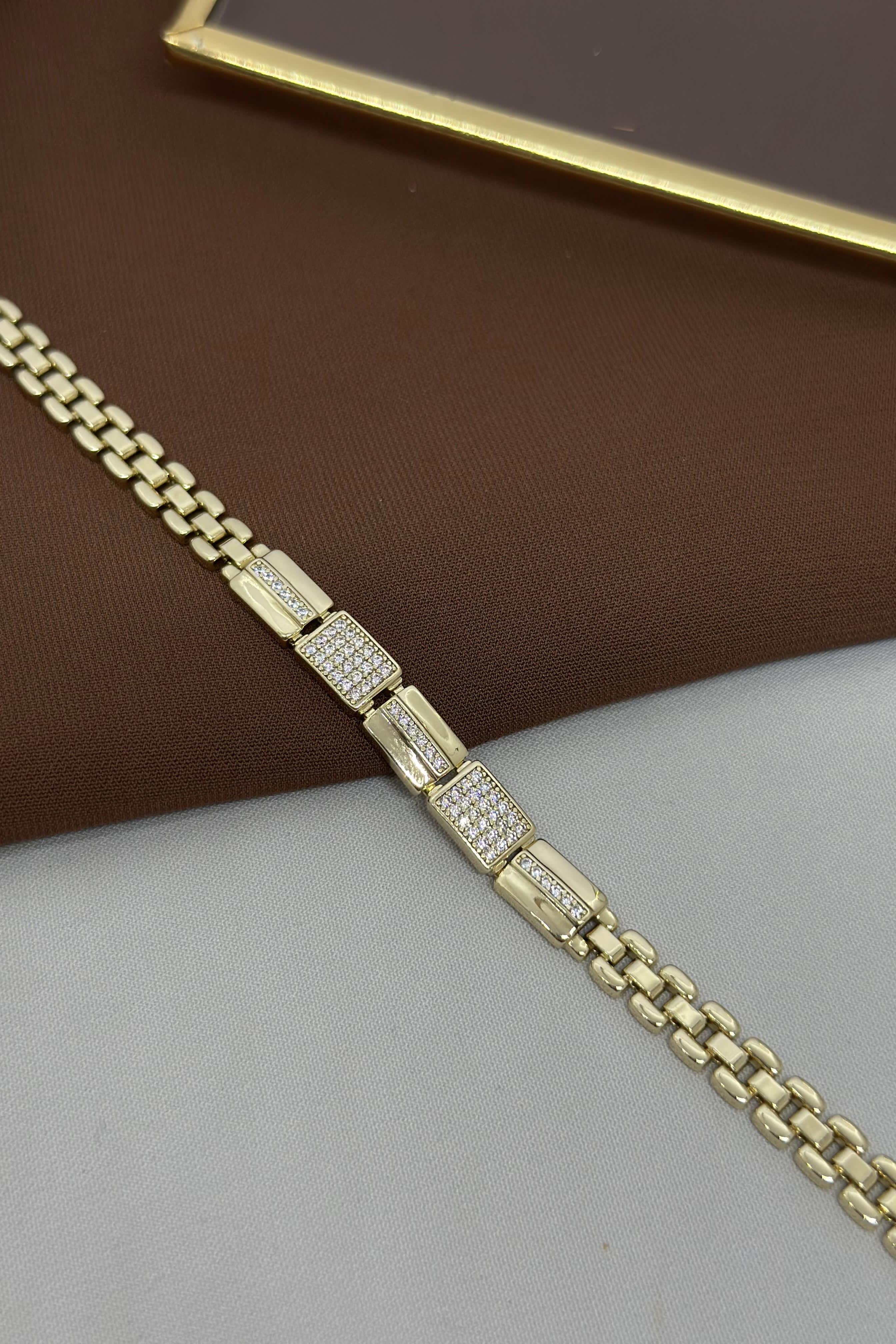 Kordon Model Gold Taşlı Vip Bileklik