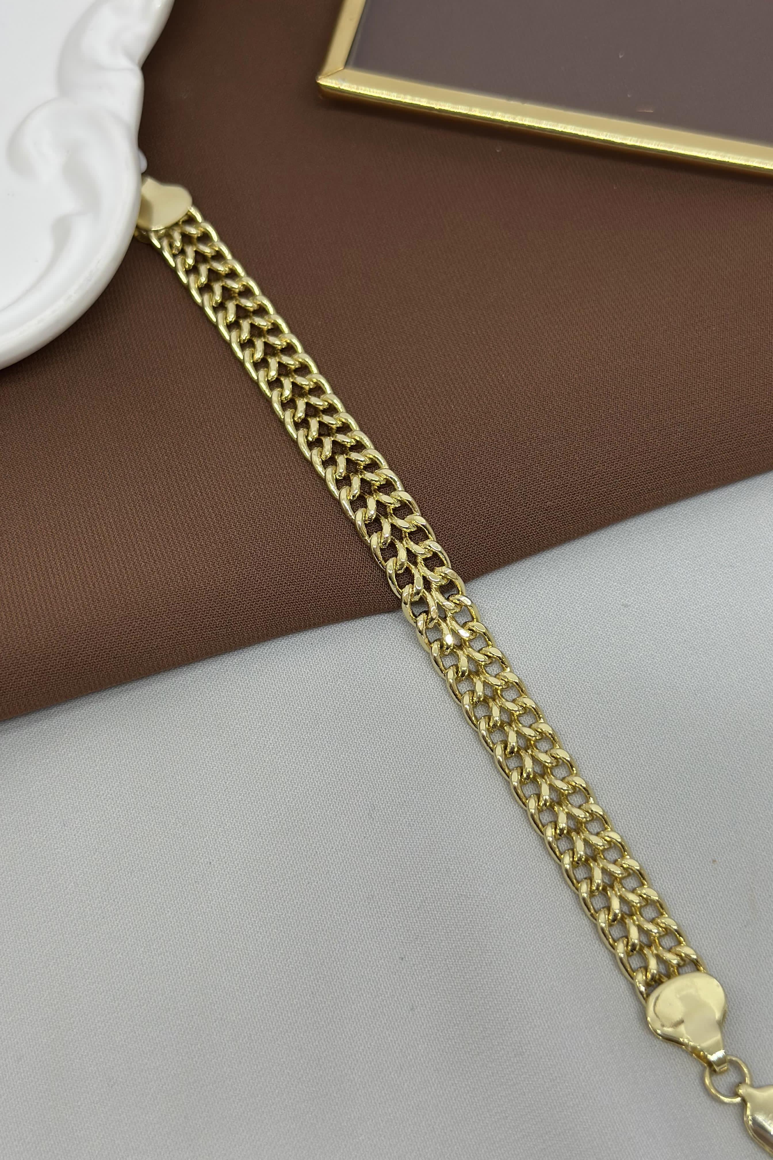 İkili Halka Model Gold Vıp Bileklik