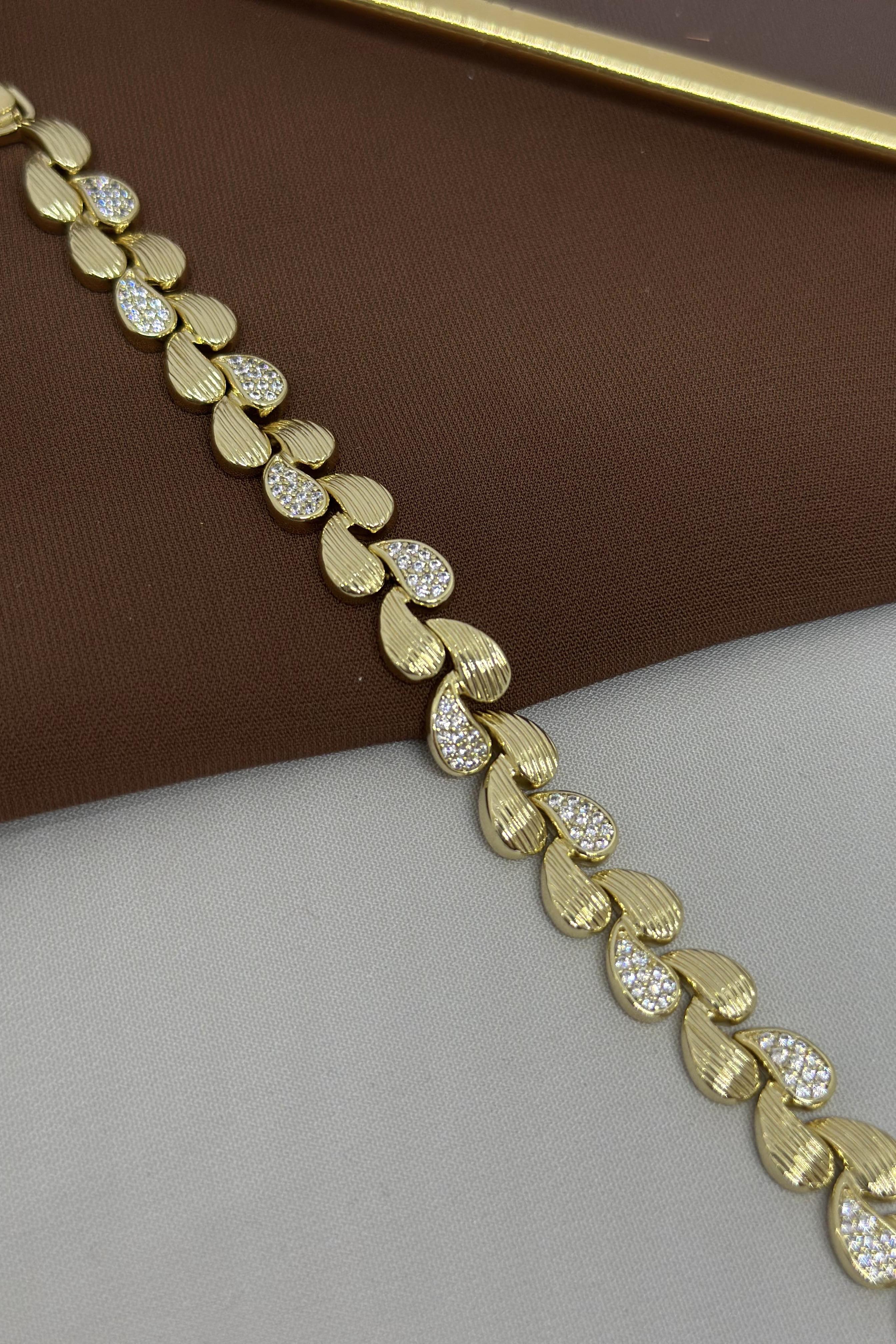 Yaprak Model Gold Vıp Bileklik