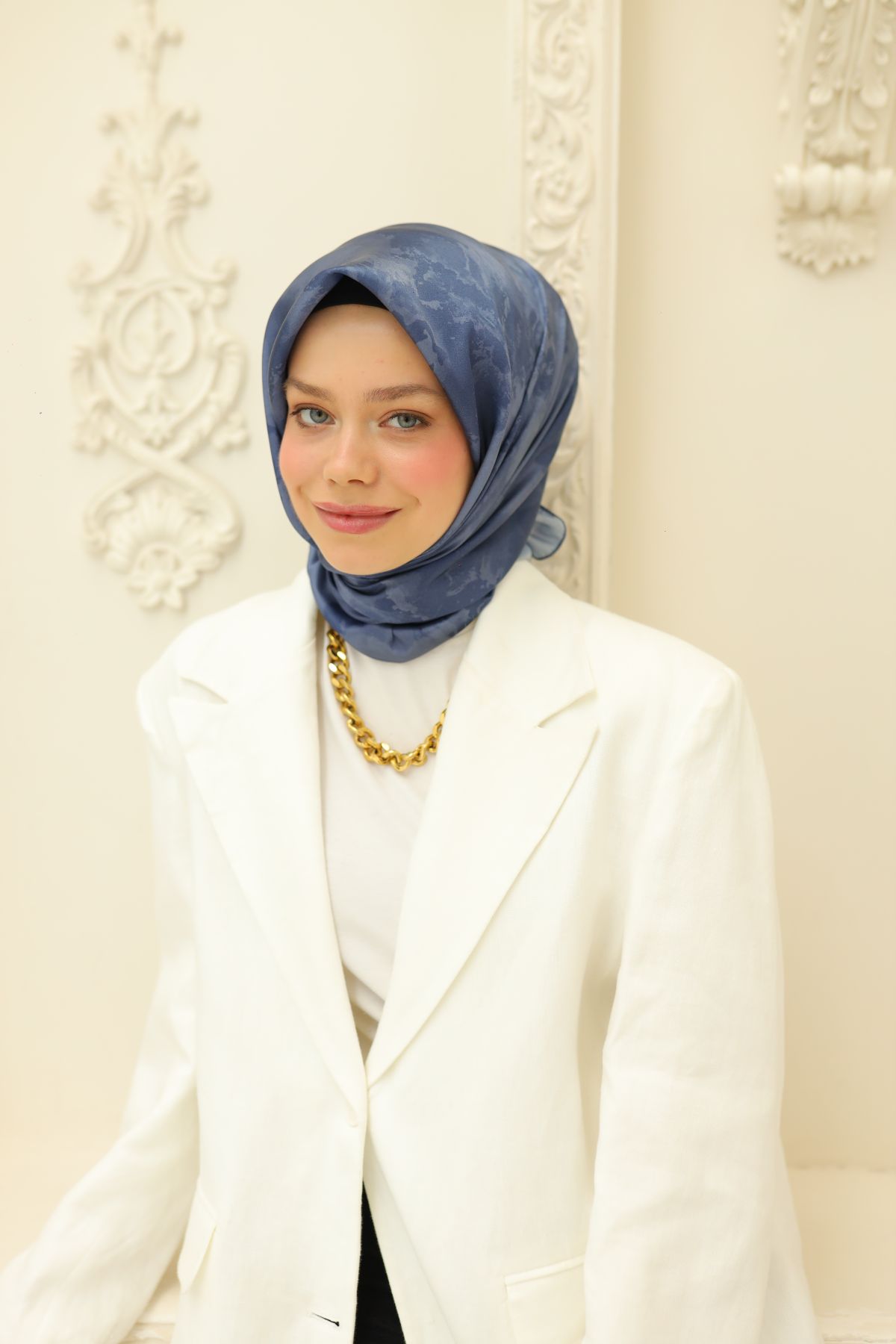 Silk Home Lacivert-Mavi Shiny Eşarp