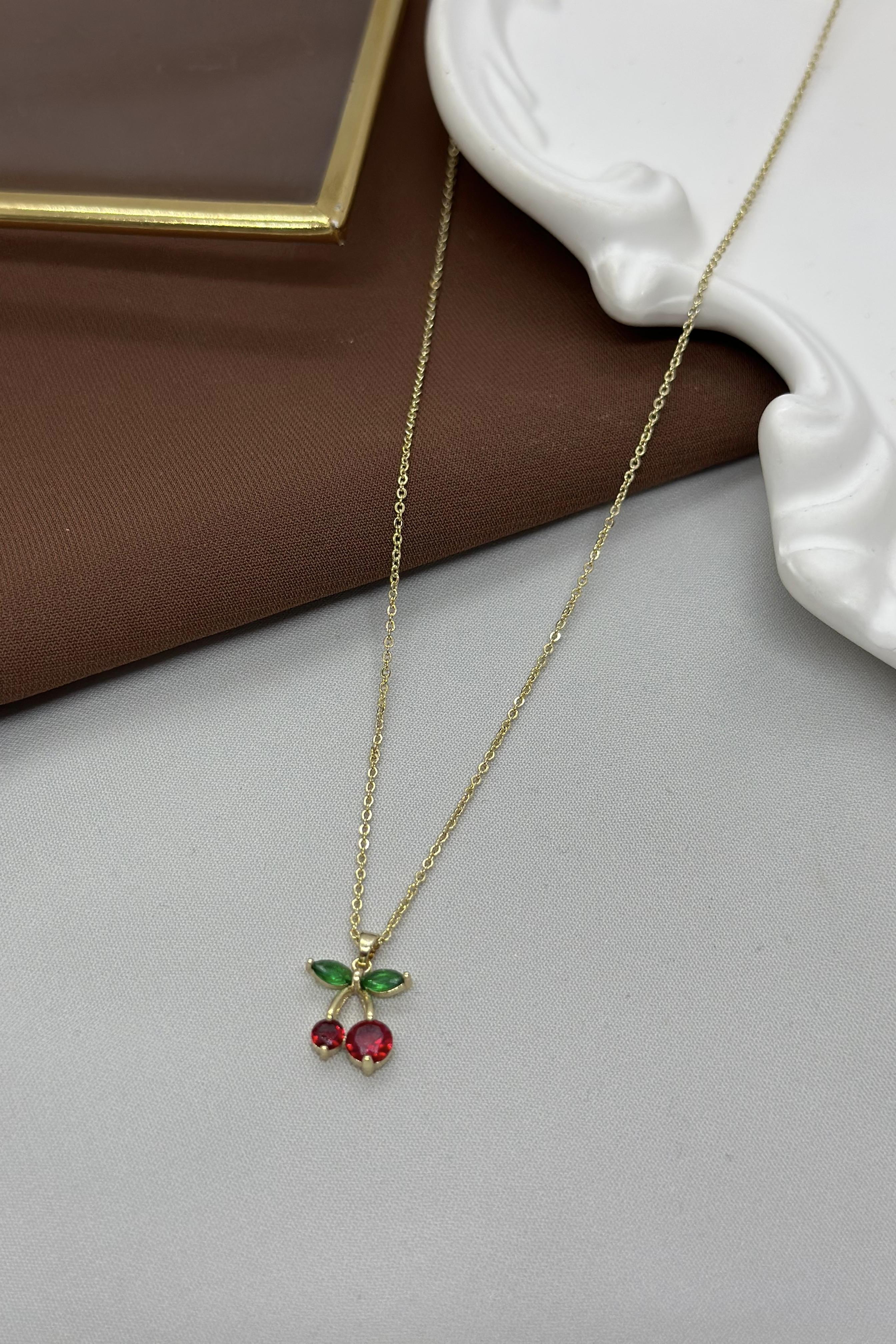 Kiraz Model Gold Vıp Kolye