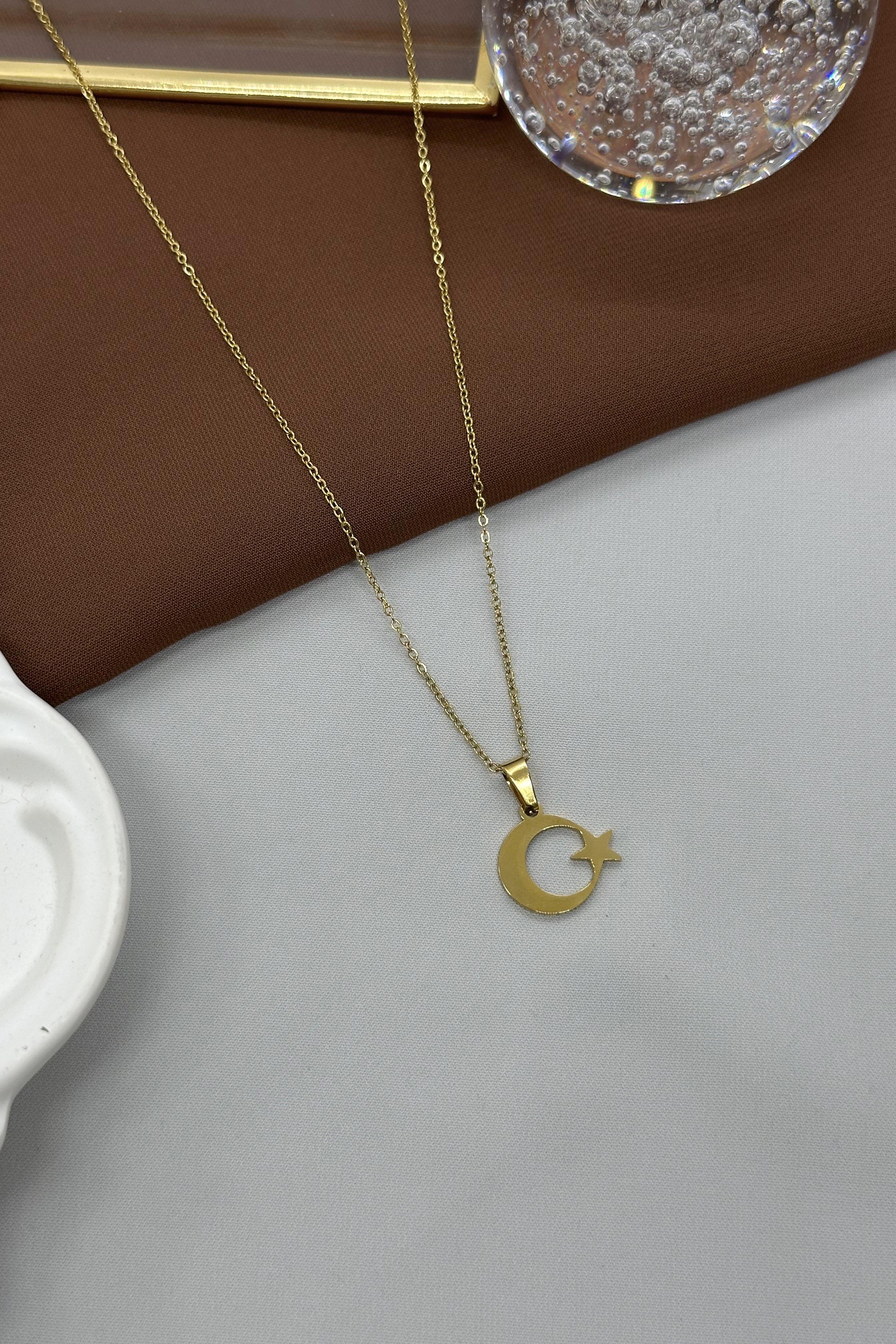 Türk Bayrağı Gold Kolye