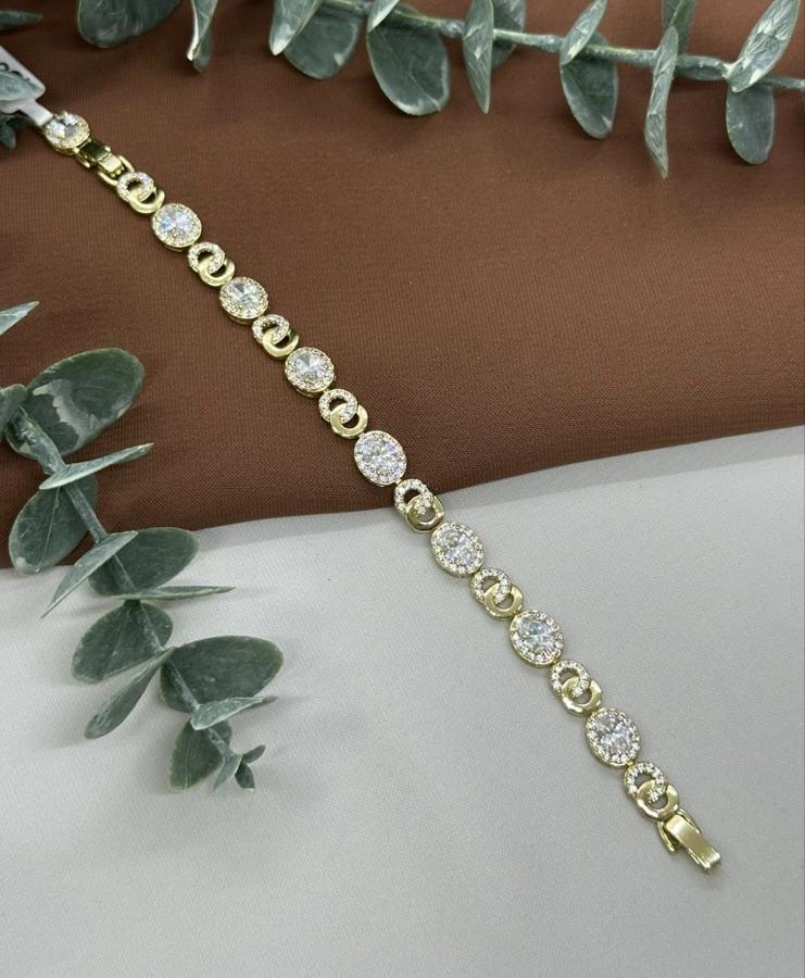 Taşlı Baget Model Gold Vıp Bileklik