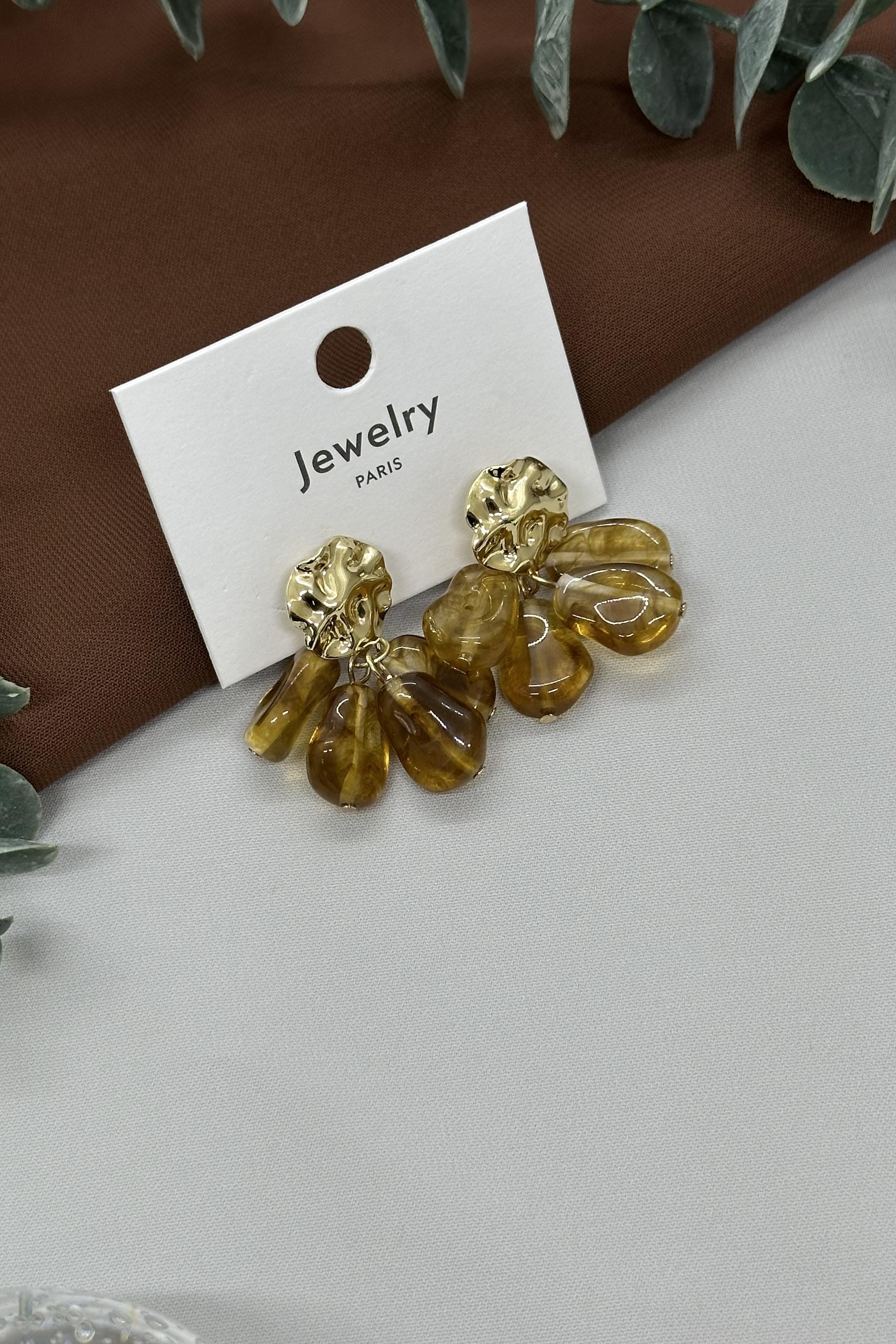 Çiçekli Gold Küpe