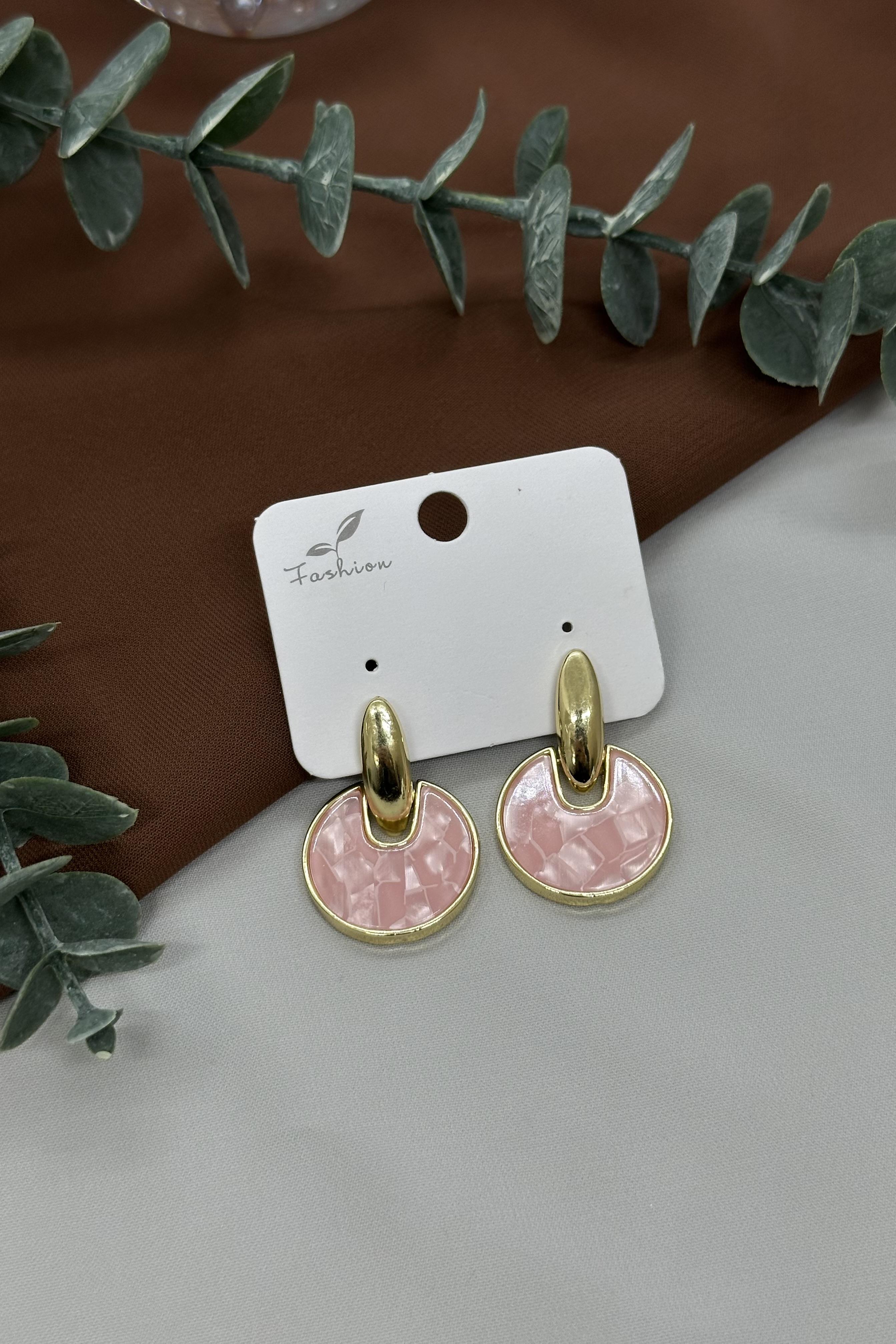 Pembe Gold Tokalı Küpe
