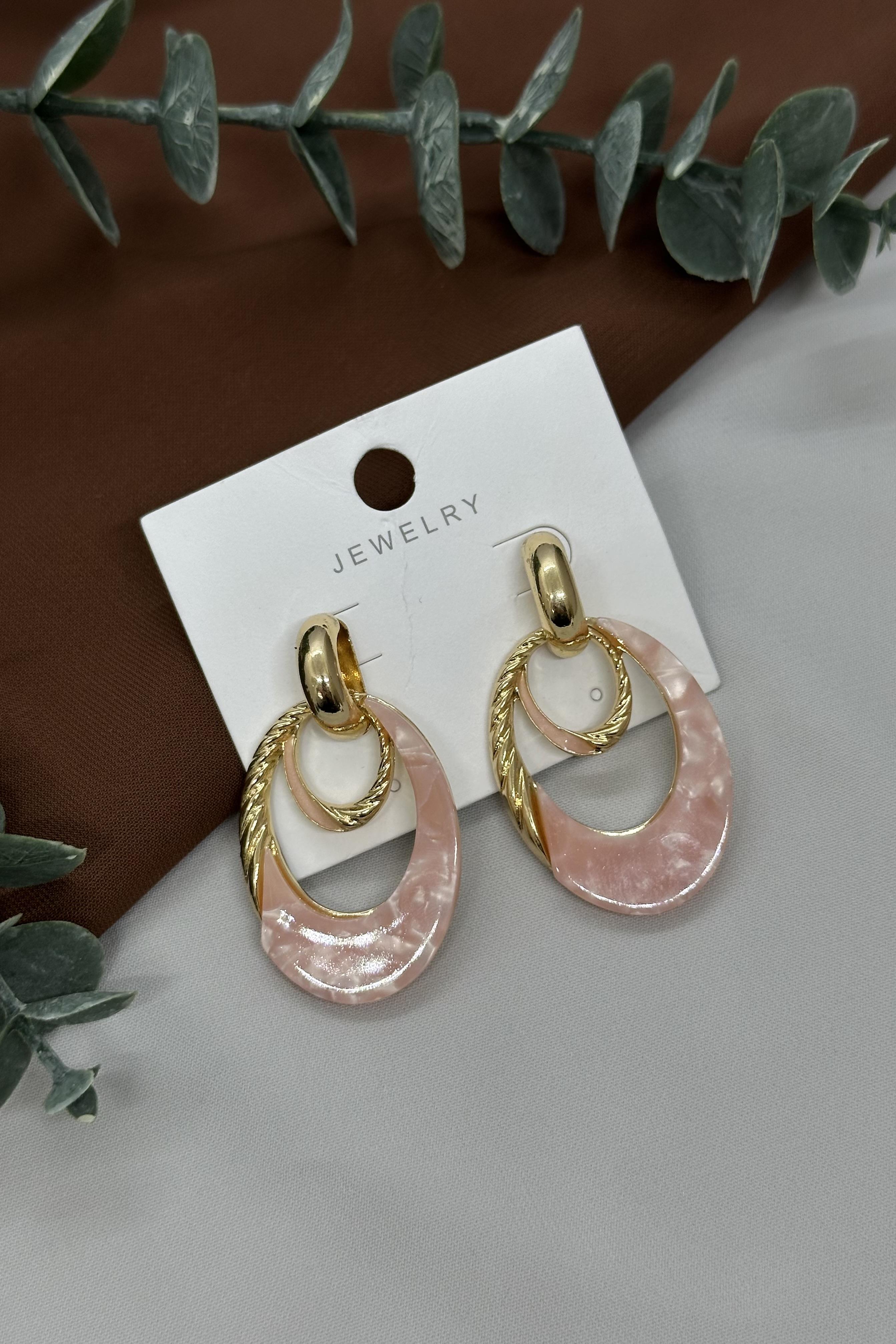 Pembe Gold Tokalı Küpe
