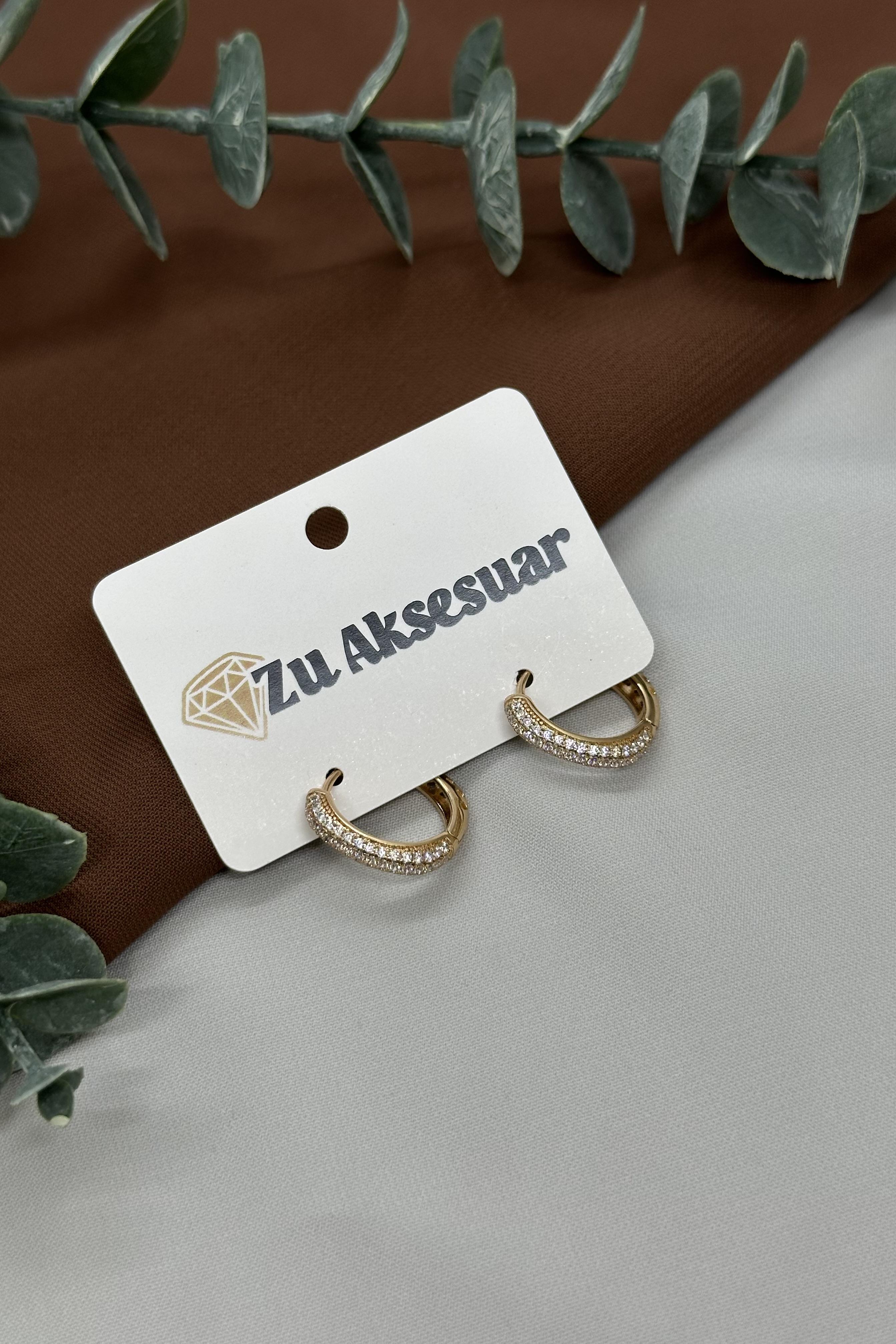 Taşlı Rose Gold Vıp Küpe