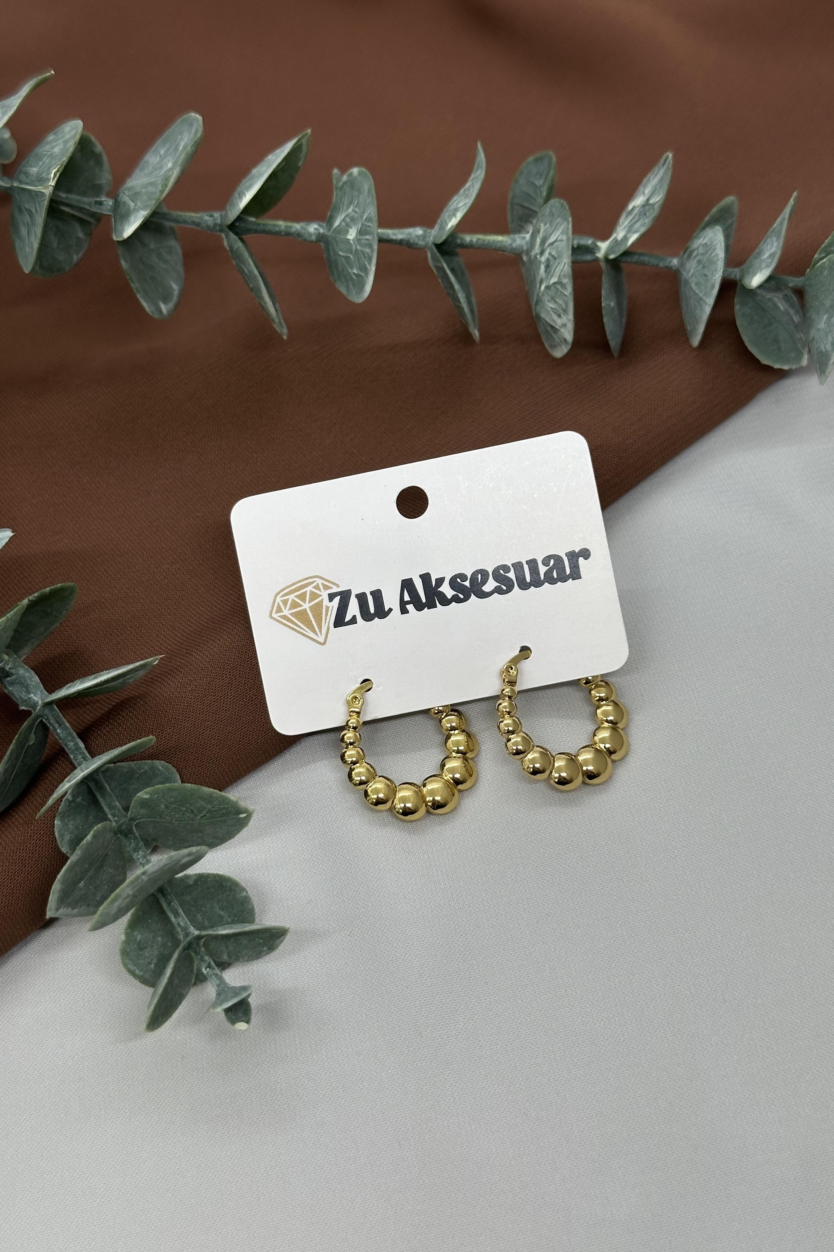 Halka Model Gold Çelik Küpe