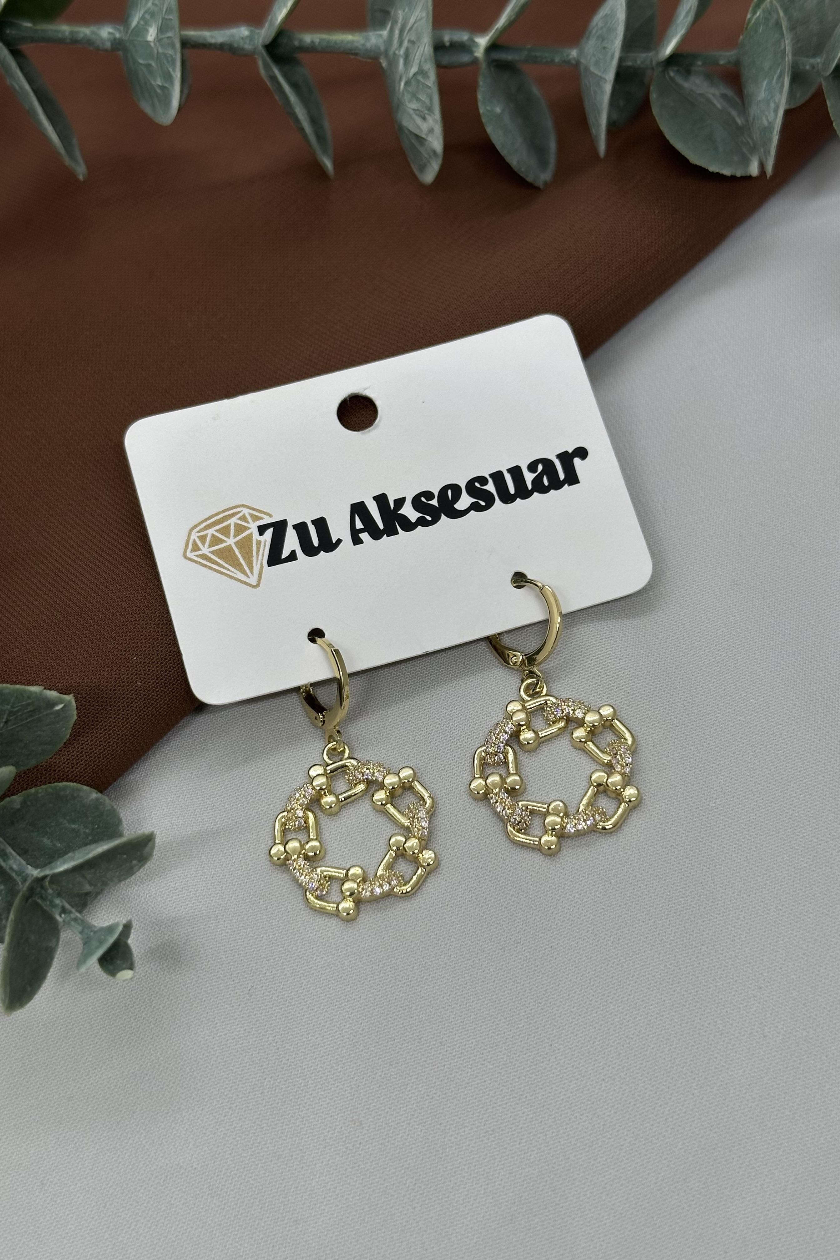 Sallantılı Halka Gold Vıp Küpe