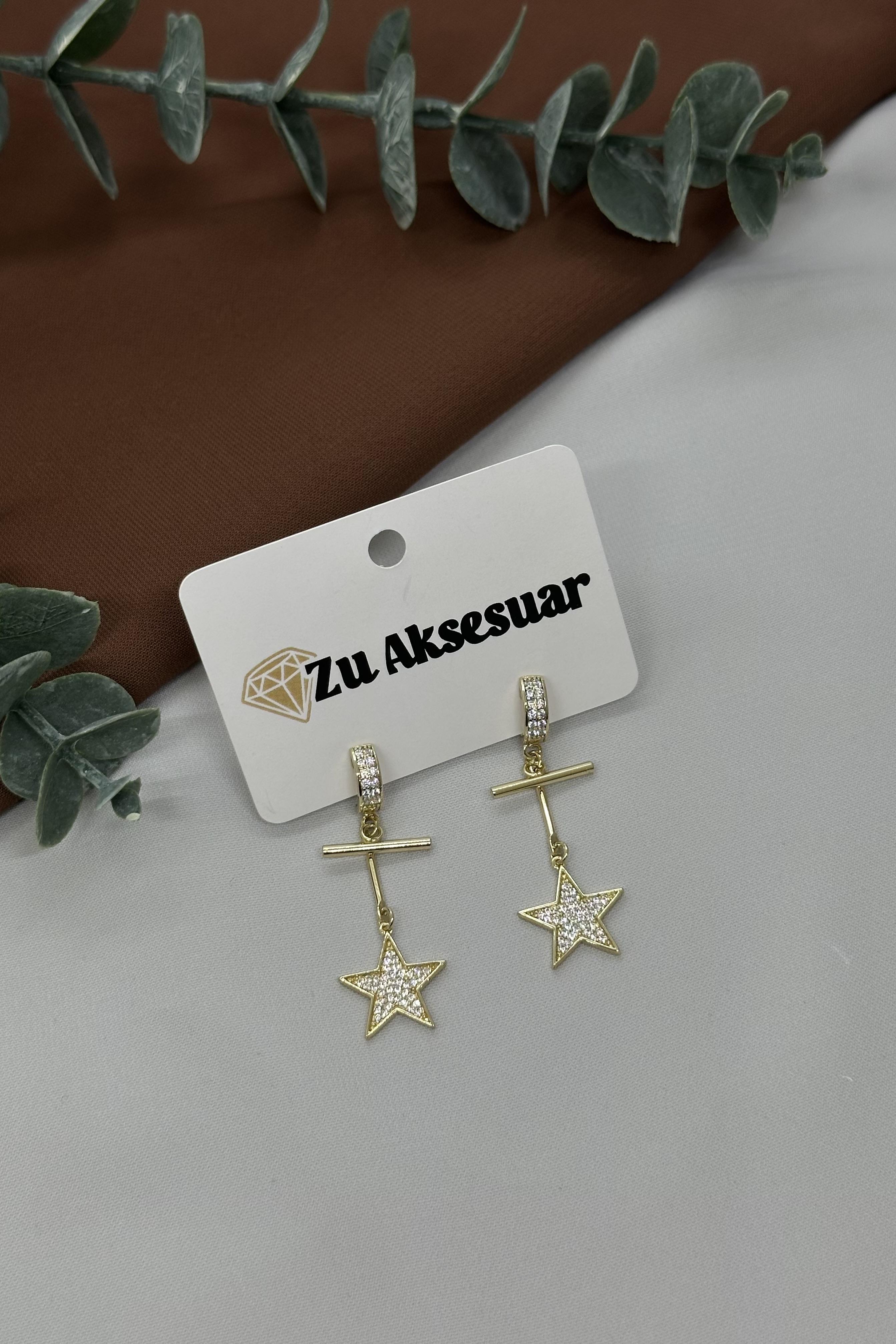 Yıldız Sallantılı Gold Vıp Küpe