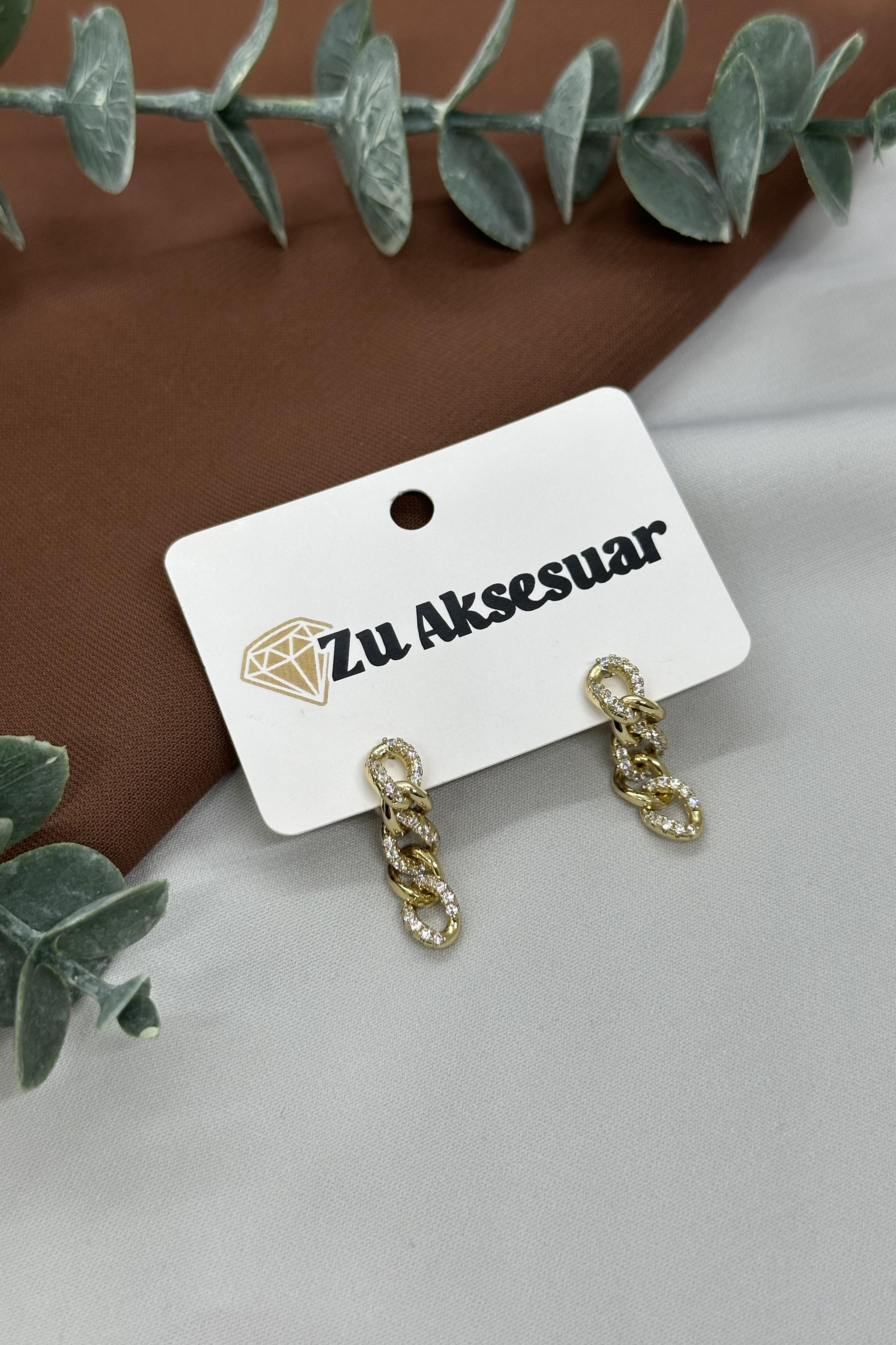 Halka Taşlı Gold Vıp Küpe