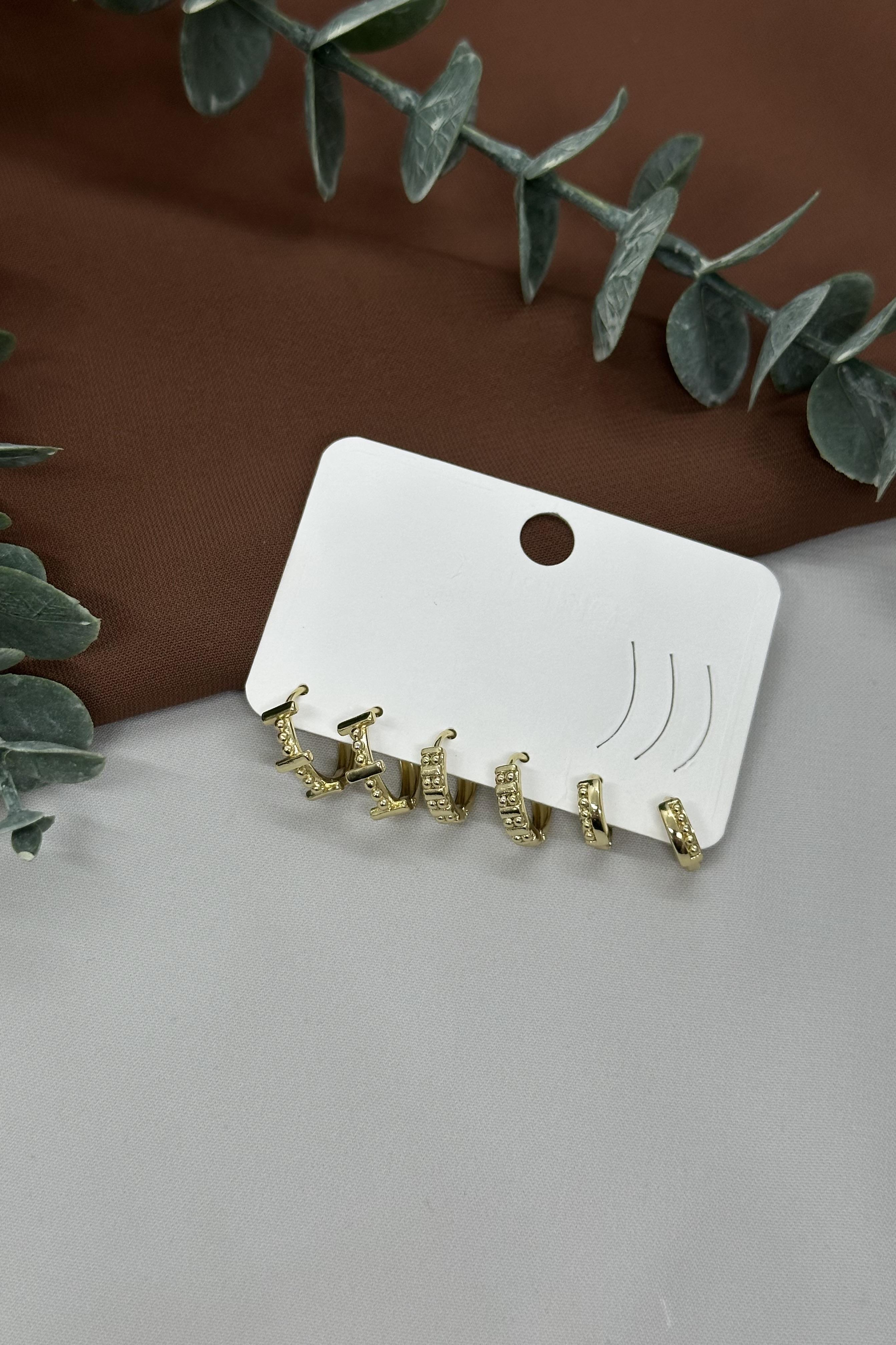 Gold Halka Vıp Küpe Set