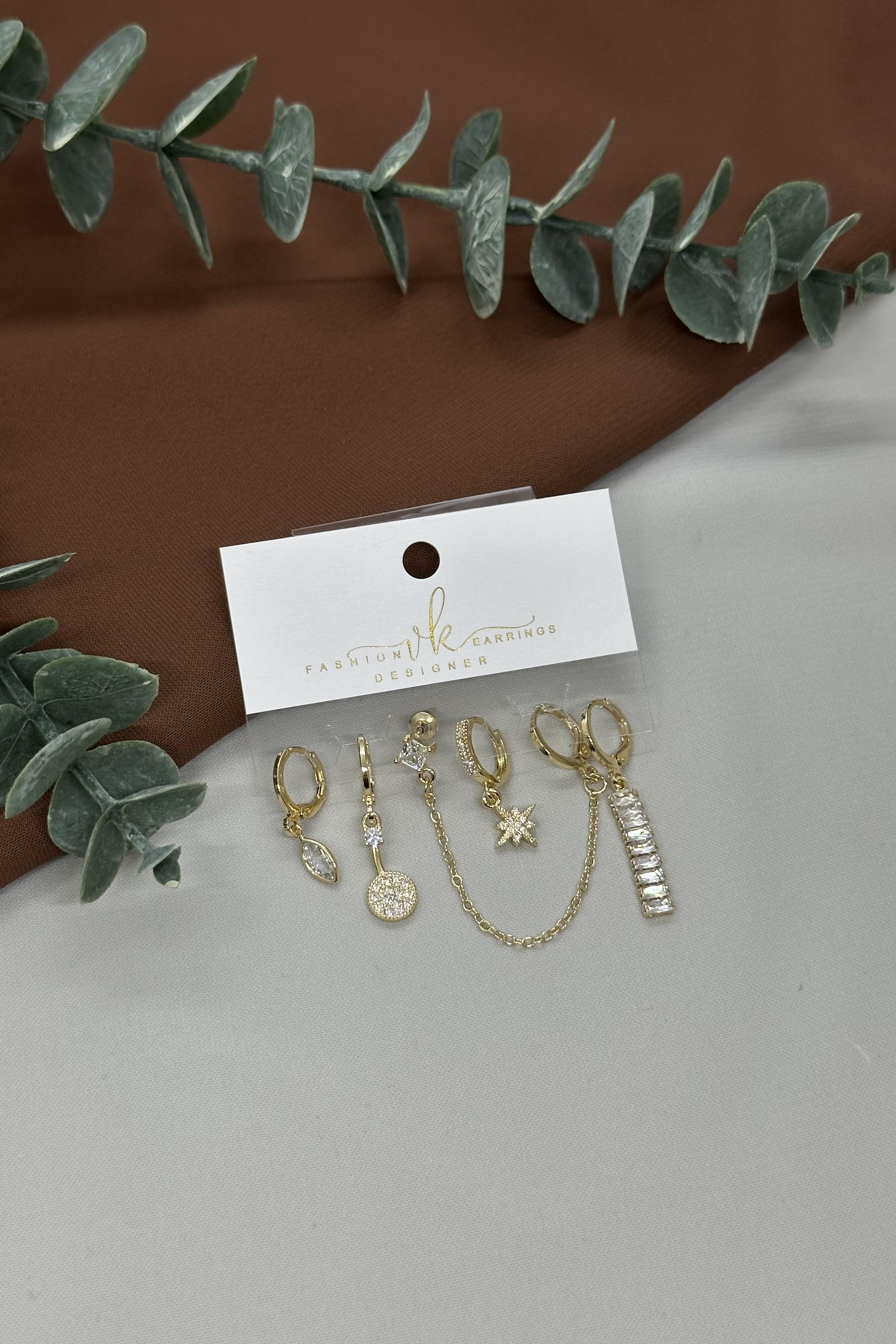 Gold Çoklu Küpe Set