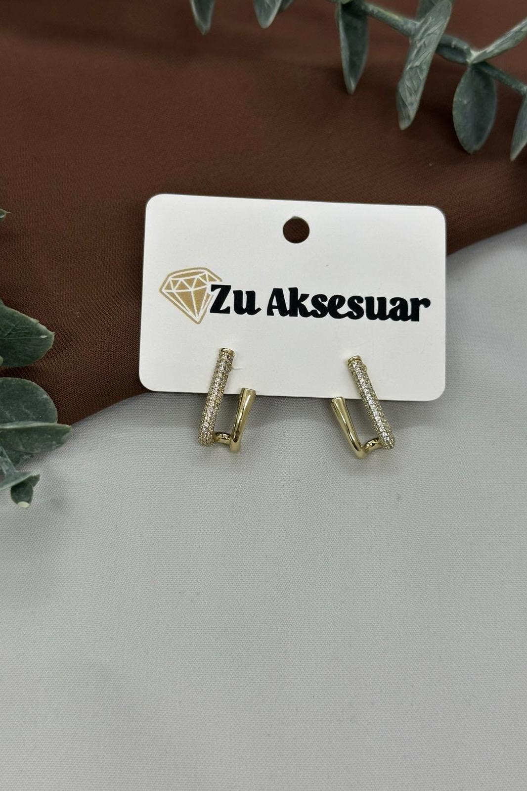 Taşlı Gold Vıp Küpe