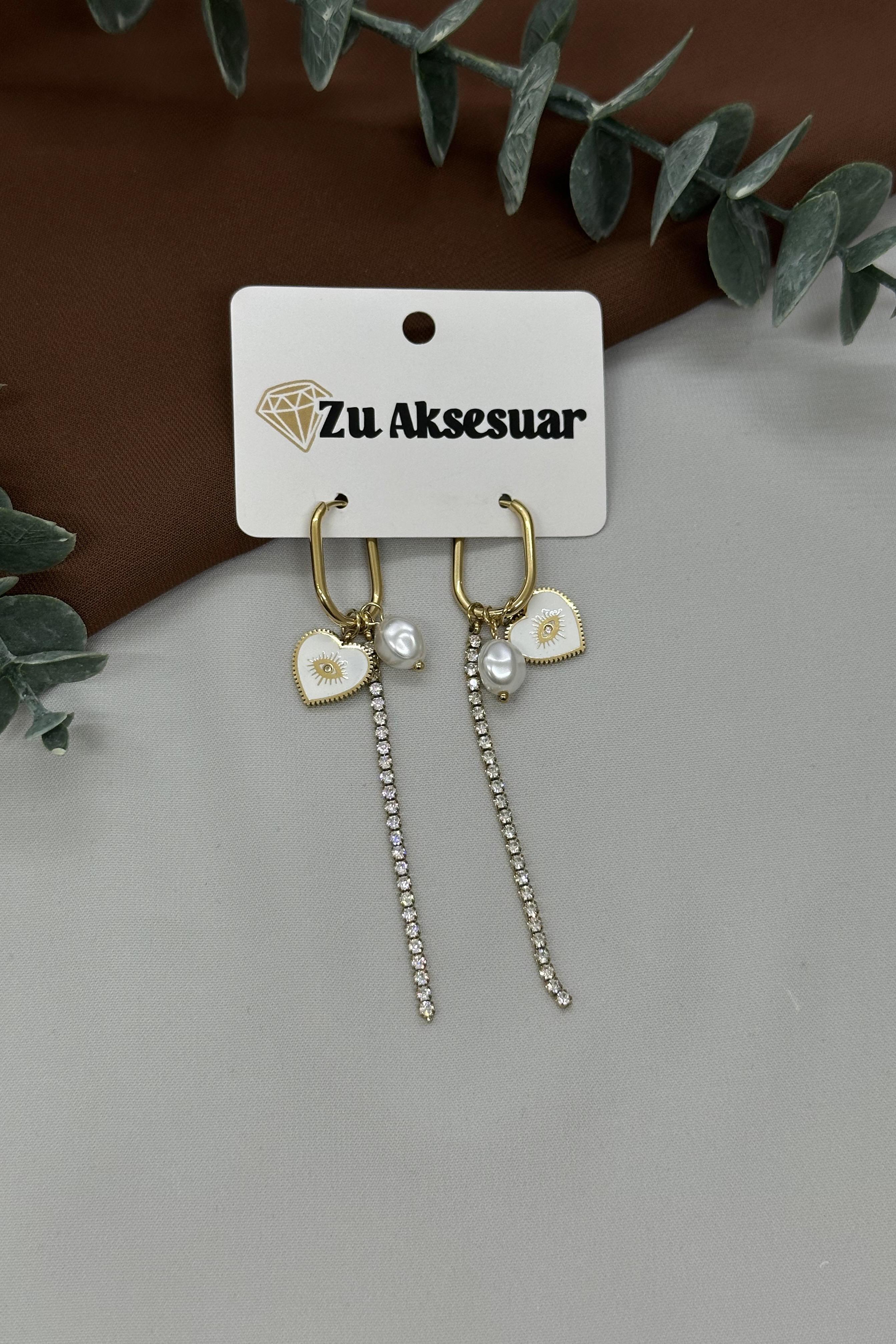 Charmlı Gold Çelik Küpe