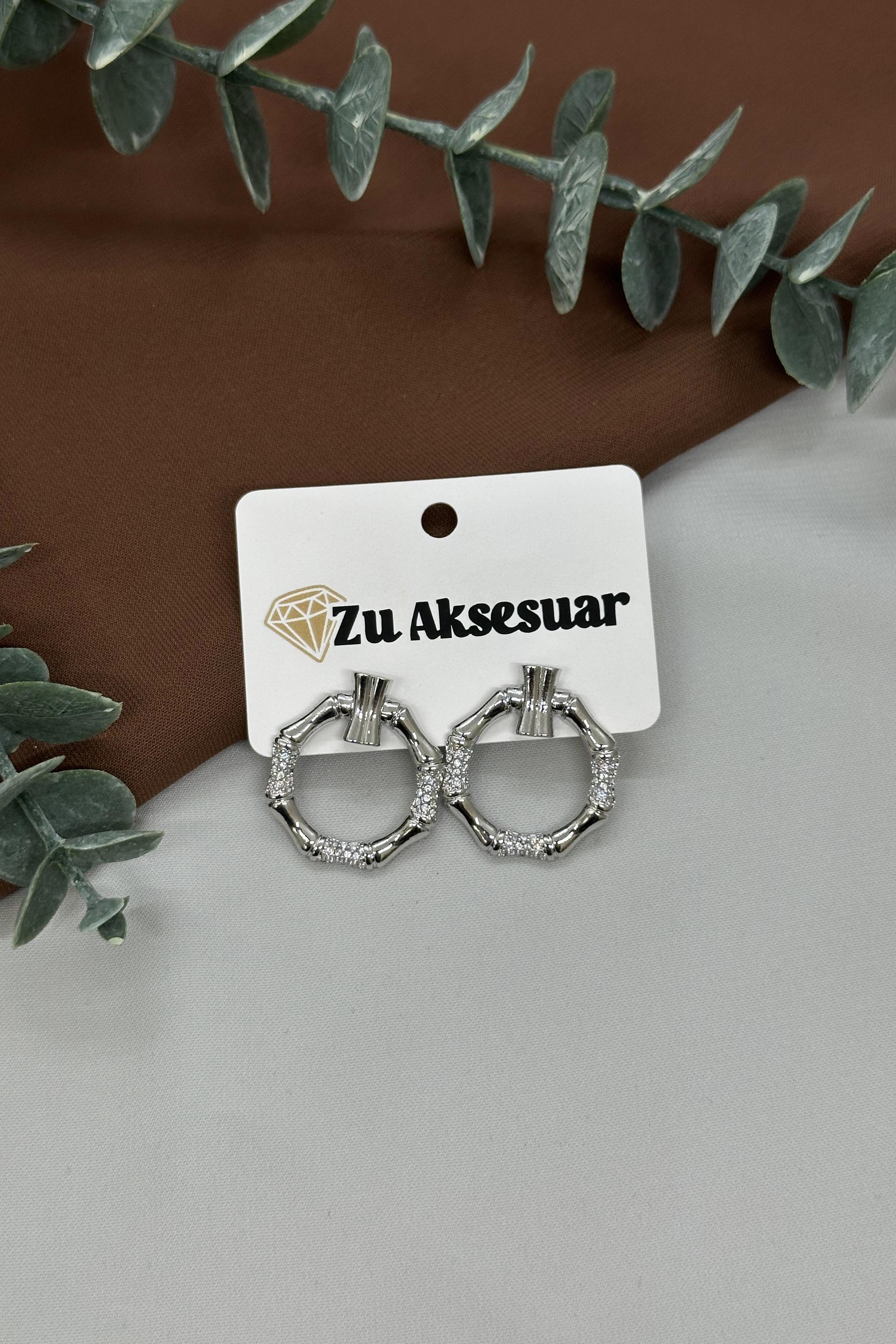 Taşlı Halka Sılver Vıp Küpe